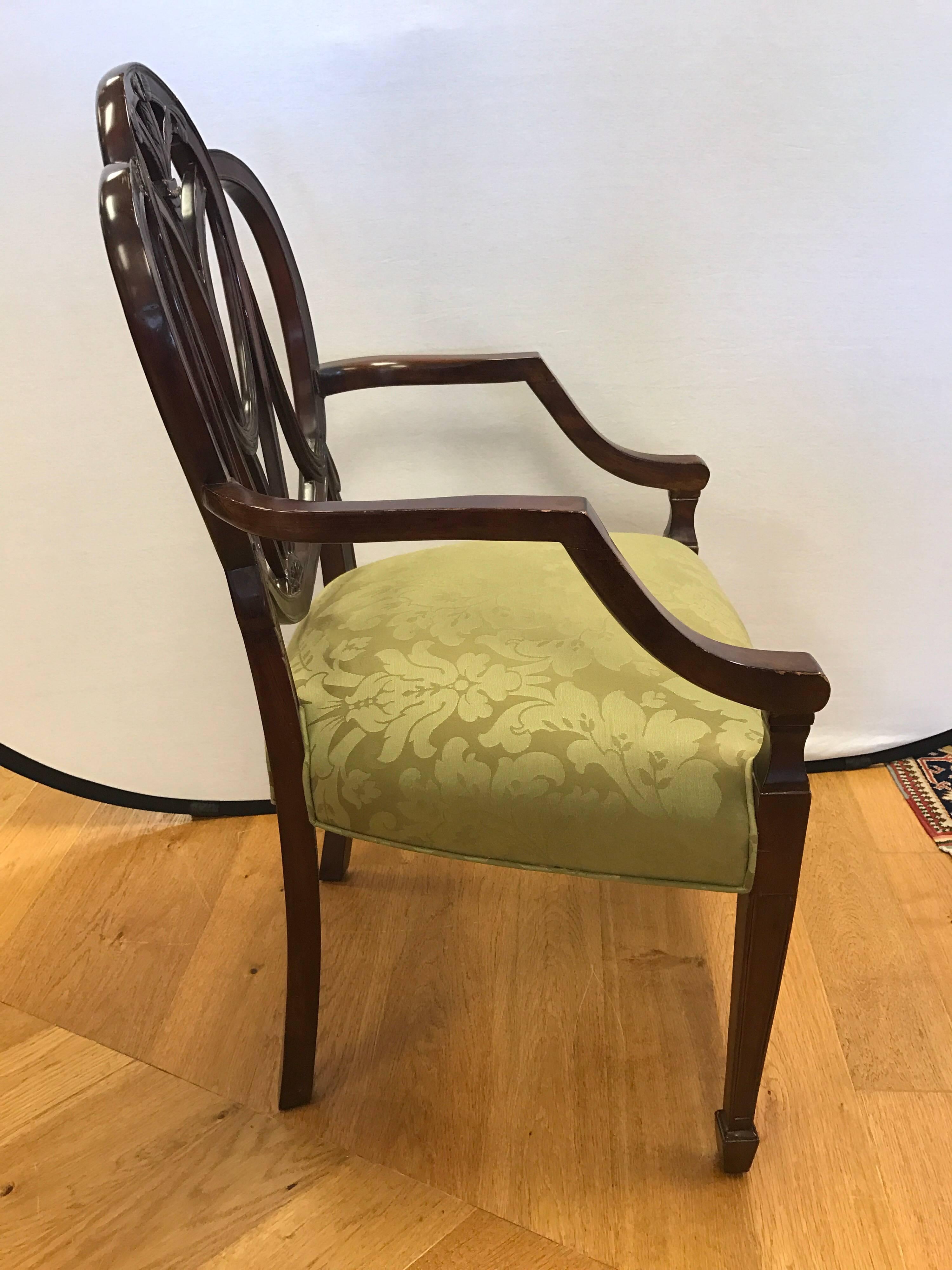 Carved Mahogany Plume Shield Back Armchair 1