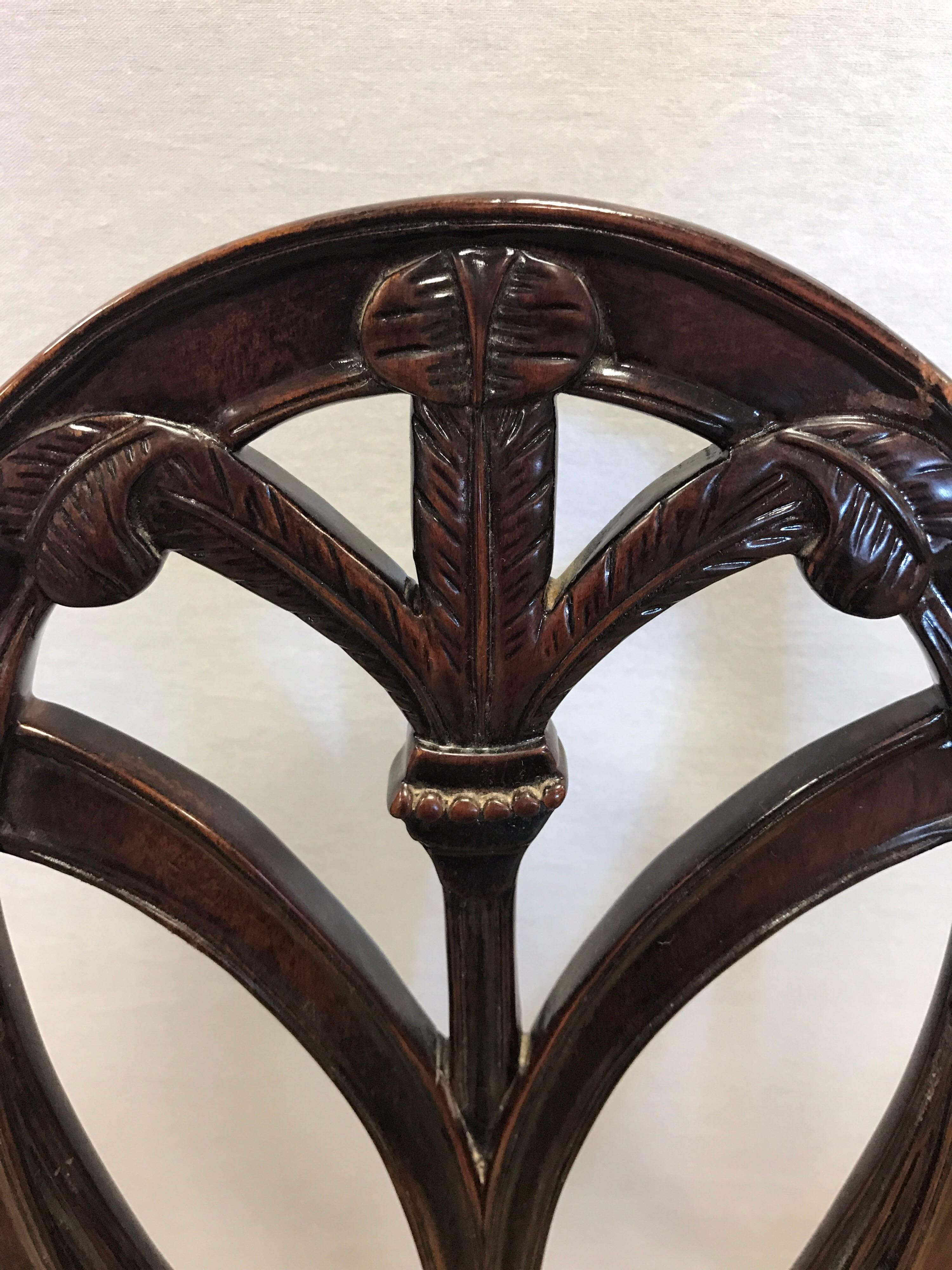 Carved Mahogany Plume Shield Back Armchair 2