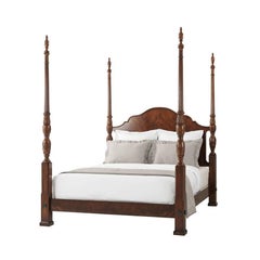 Carved Mahogany Queen Four-Post Bed