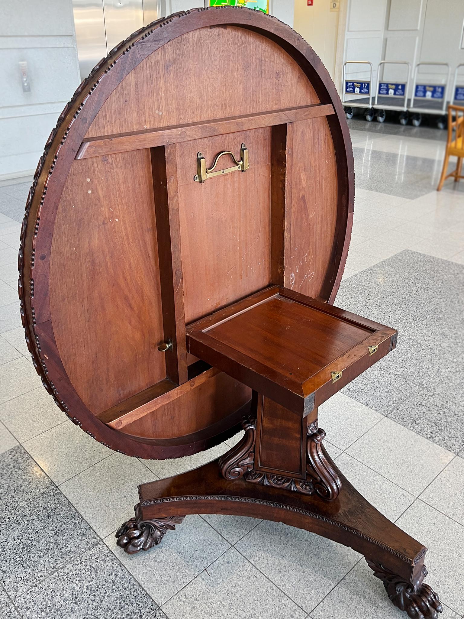 Carved Mahogany Regency Round Table For Sale 5