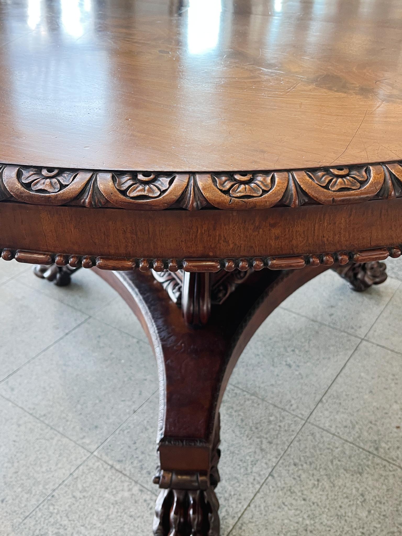 Carved Mahogany Regency Round Table For Sale 2