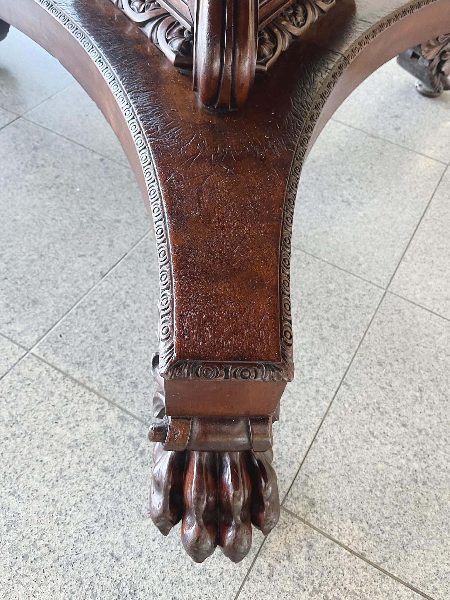 Carved Mahogany Regency Round Table For Sale 3
