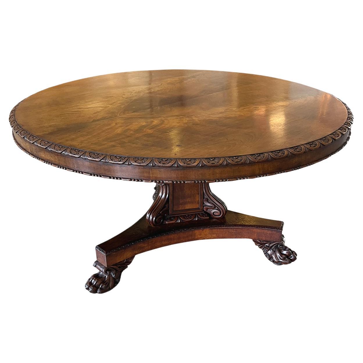 Carved Mahogany Regency Round Table For Sale