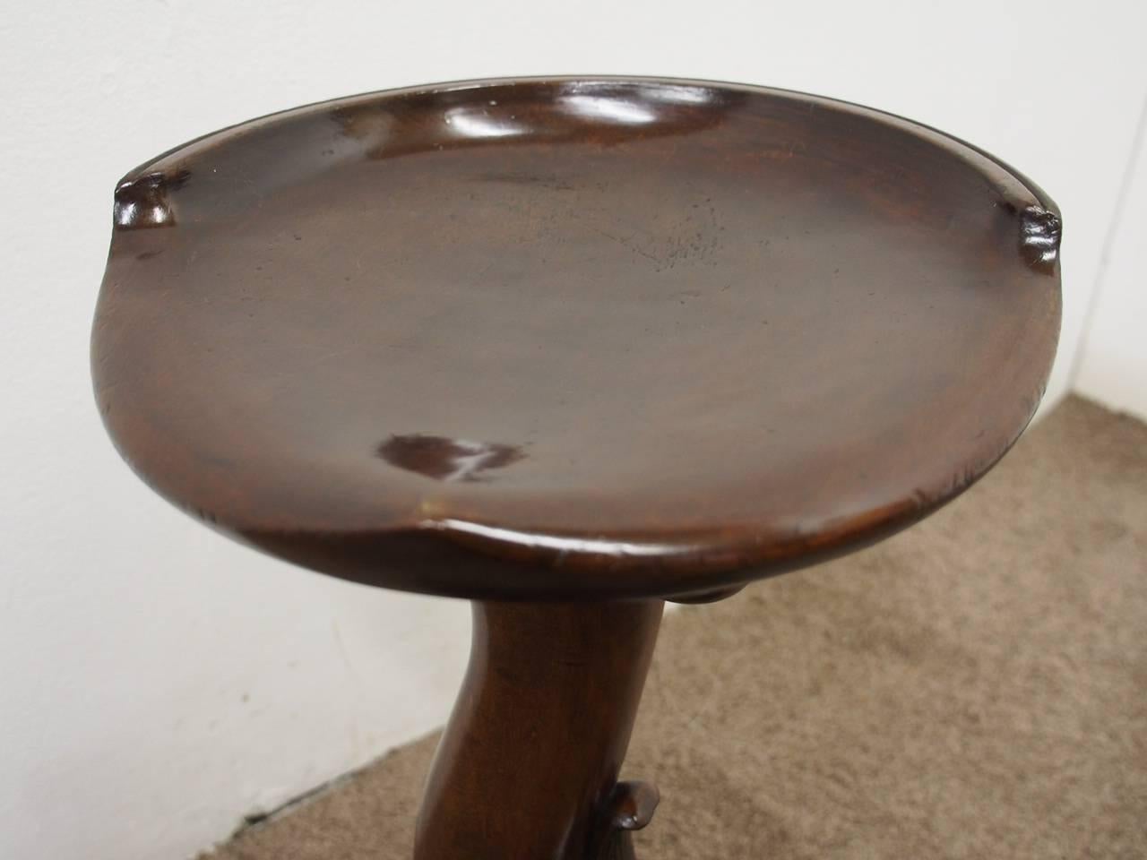 Carved Mahogany Revolving Grotto Stool In Good Condition For Sale In Edinburgh, GB