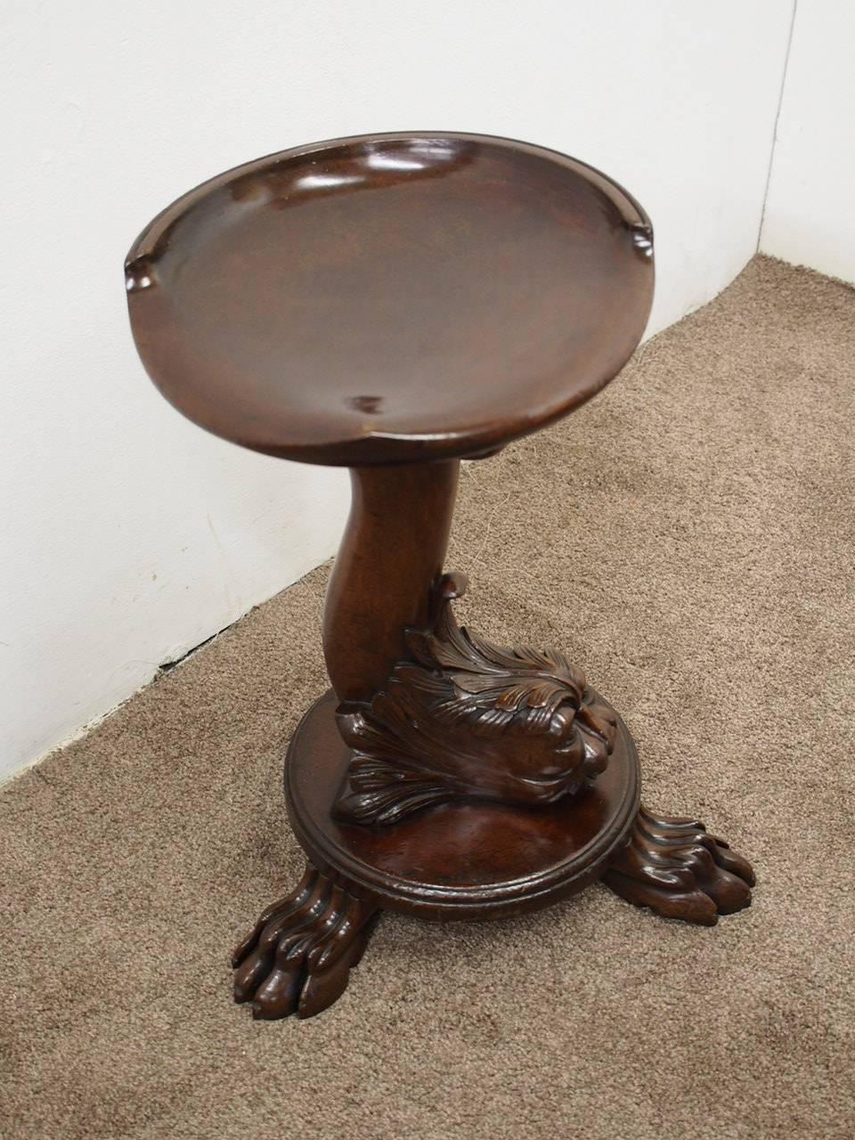 19th Century Carved Mahogany Revolving Grotto Stool For Sale