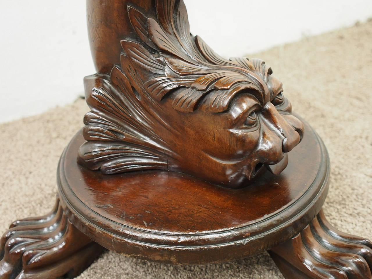 Carved Mahogany Revolving Grotto Stool For Sale 2