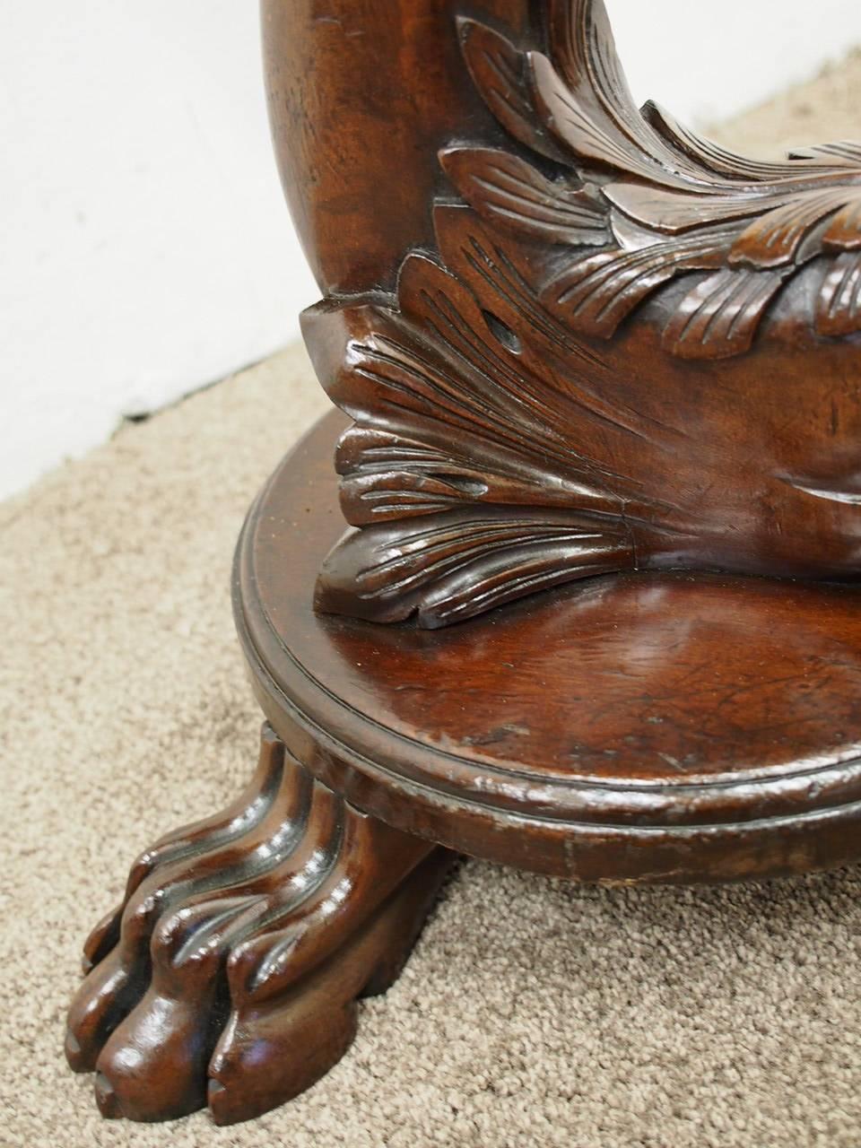 Carved Mahogany Revolving Grotto Stool For Sale 4