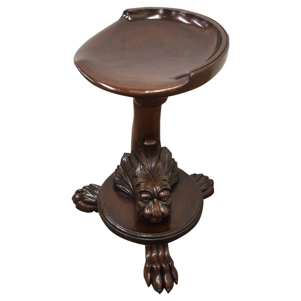 Carved Mahogany Revolving Grotto Stool For Sale