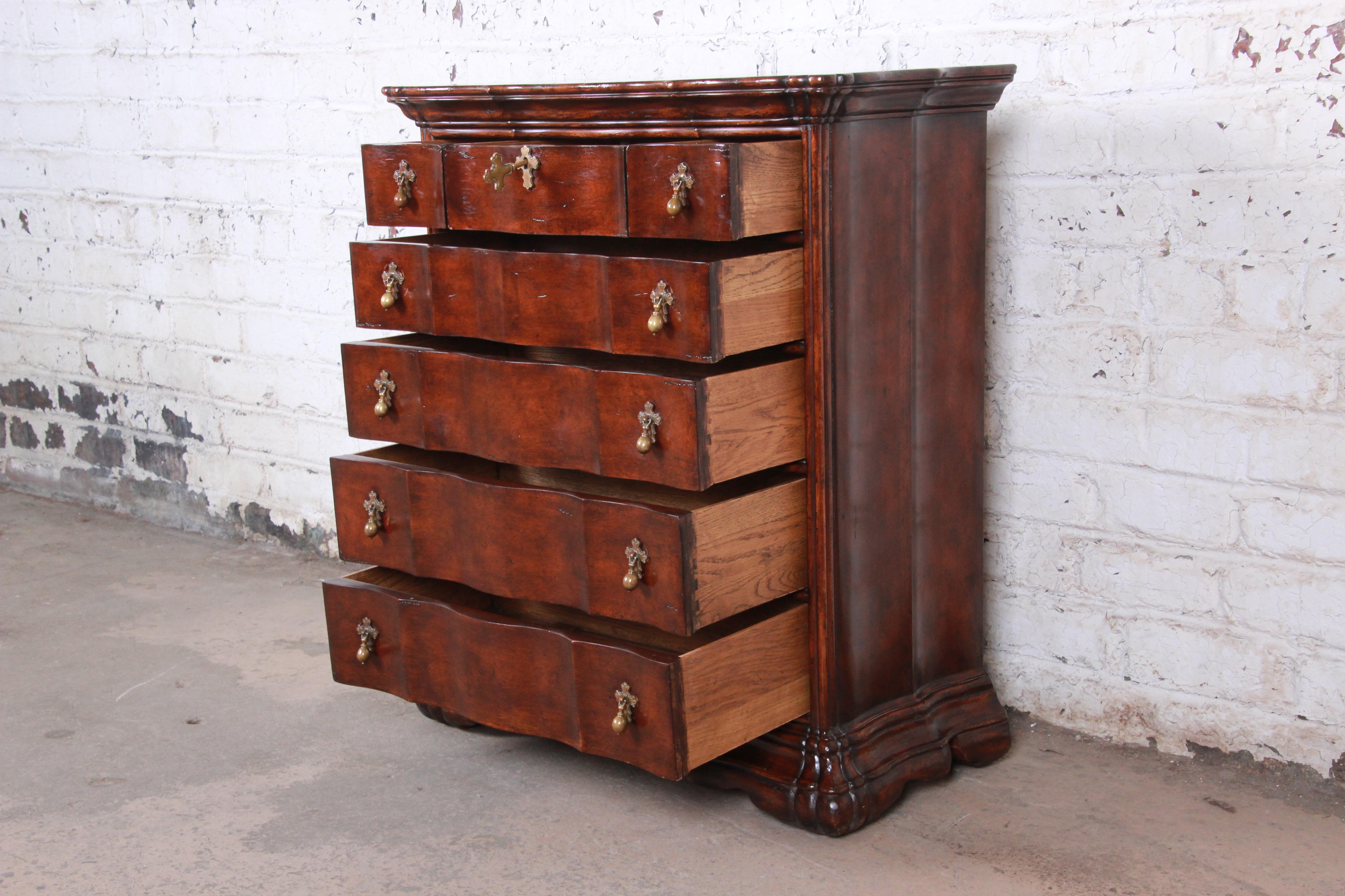 Carved Mahogany Seven-Drawer Bachelor Chest In Good Condition In South Bend, IN
