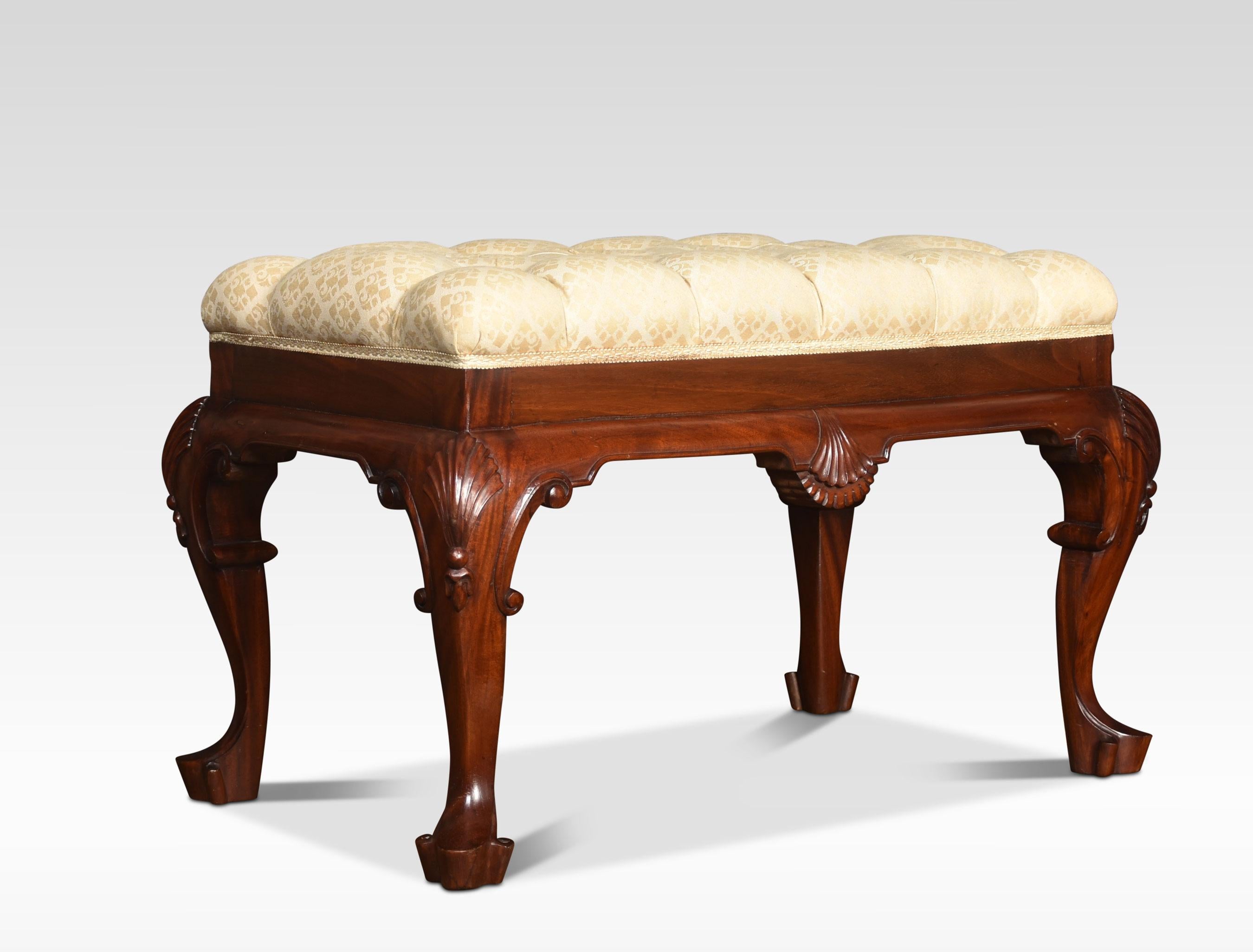 Carved Mahogany Stool In Good Condition For Sale In Cheshire, GB