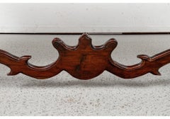 Carved Mahogany Trestle Console Table In Spanish Colonial Style