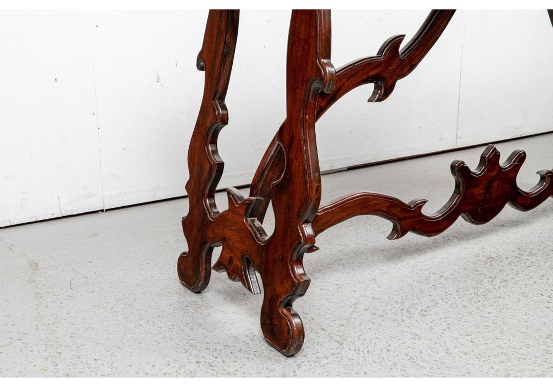 Carved Mahogany Trestle Console Table In Spanish Colonial Style  For Sale 4