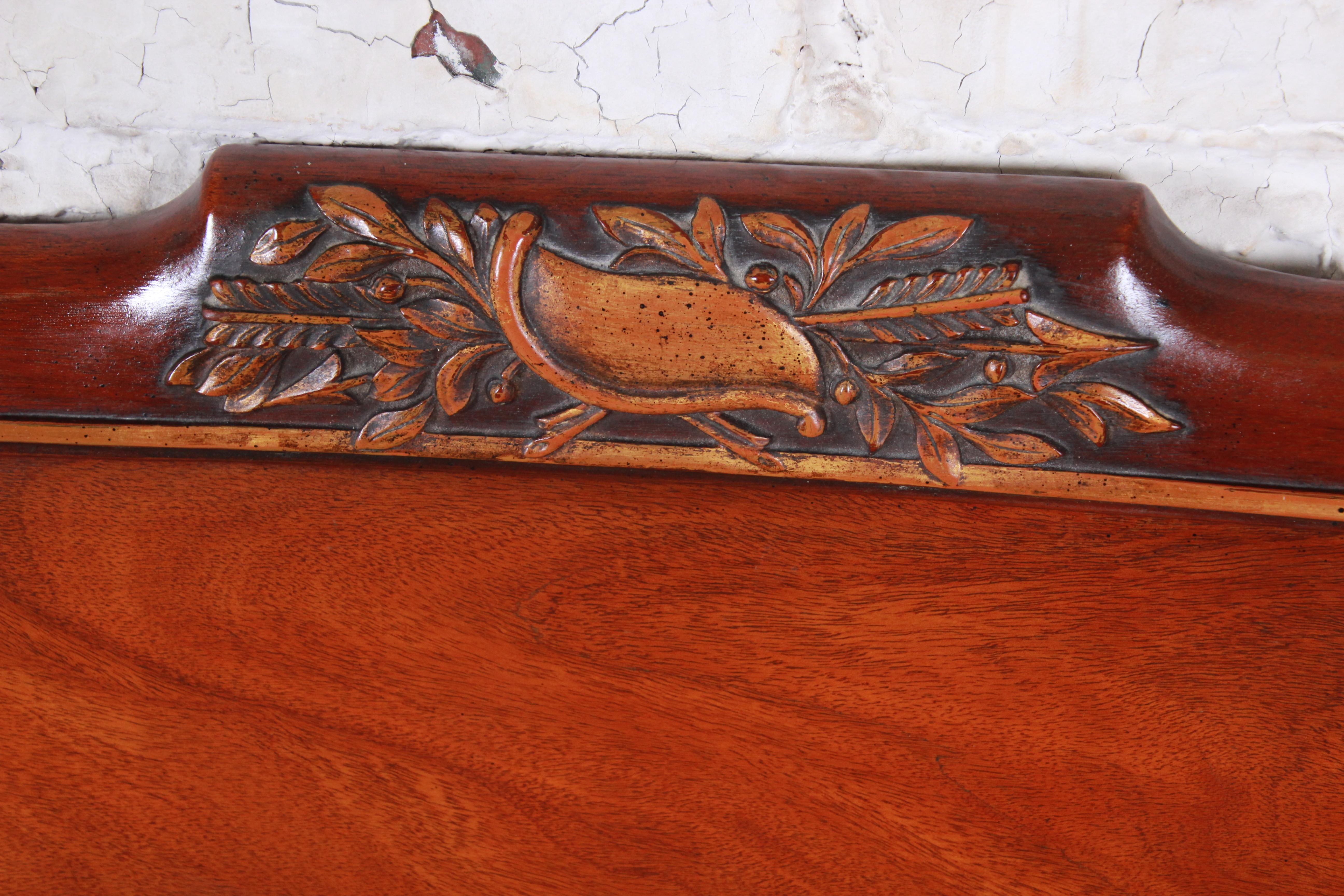 British Colonial Carved Mahogany Twin Headboards by Irwin, circa 1940s