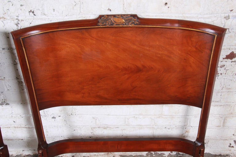 Carved Mahogany Twin Headboards by Irwin, circa 1940s at 1stDibs