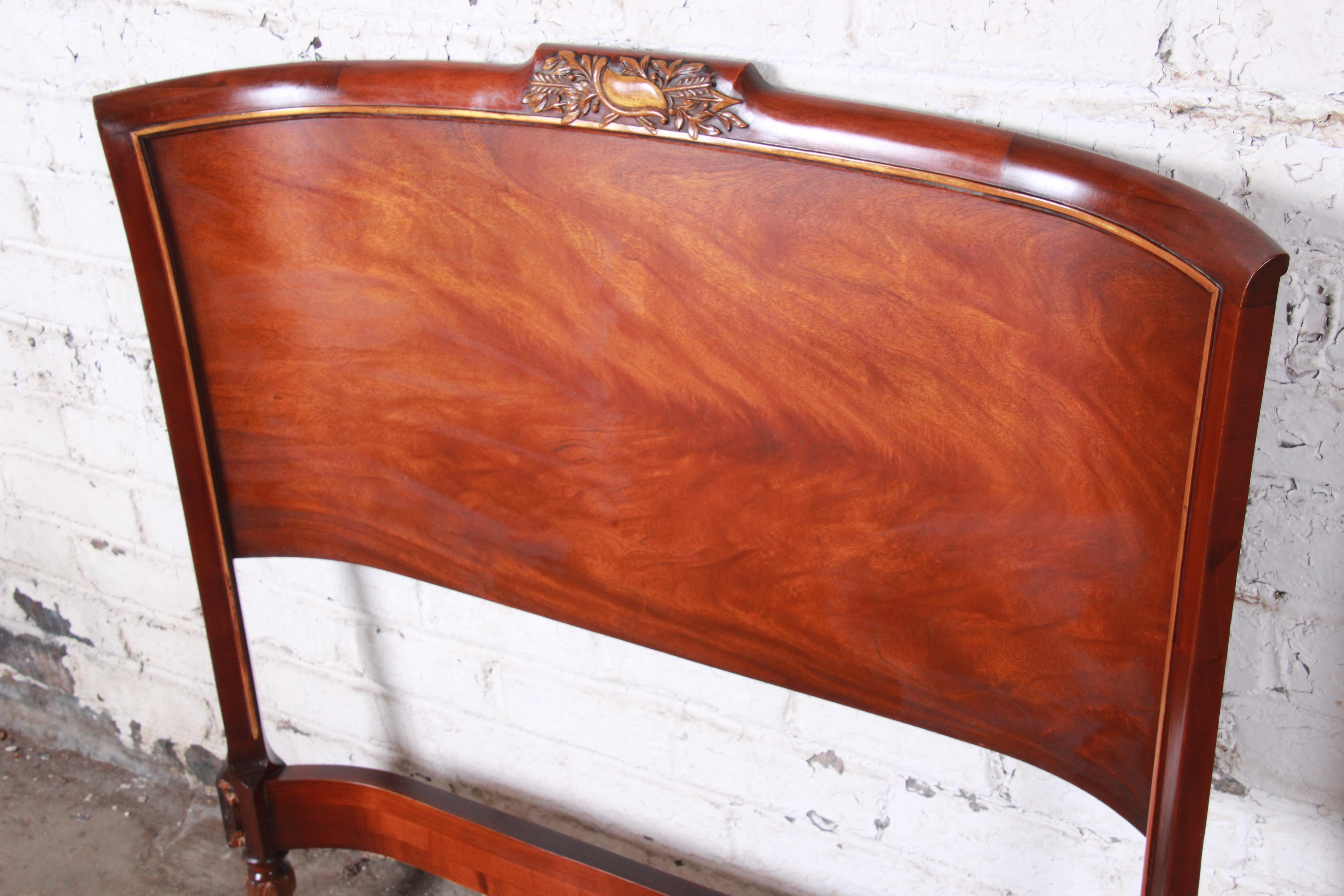 Carved Mahogany Twin Headboards by Irwin, circa 1940s In Good Condition In South Bend, IN
