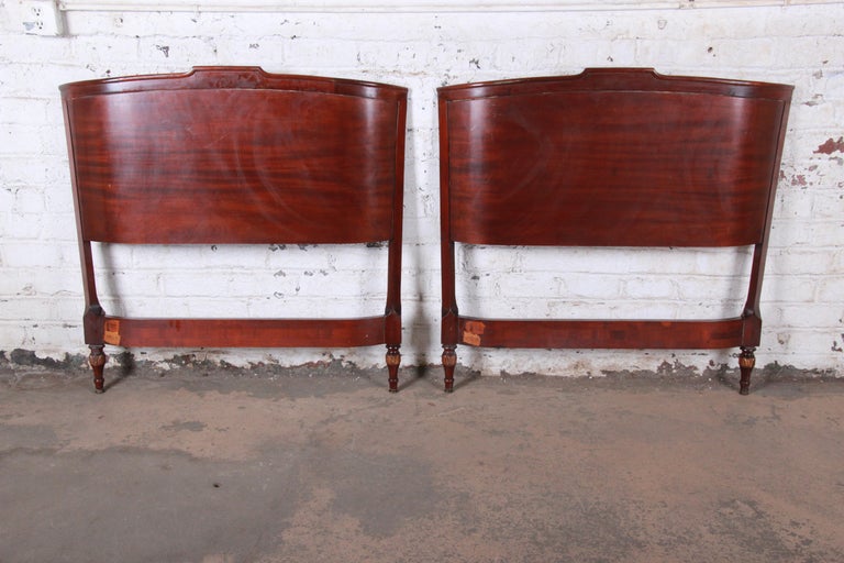 Carved Mahogany Twin Headboards by Irwin, circa 1940s at 1stDibs