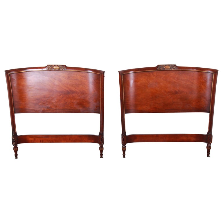 Carved Mahogany Twin Headboards by Irwin, circa 1940s at 1stDibs