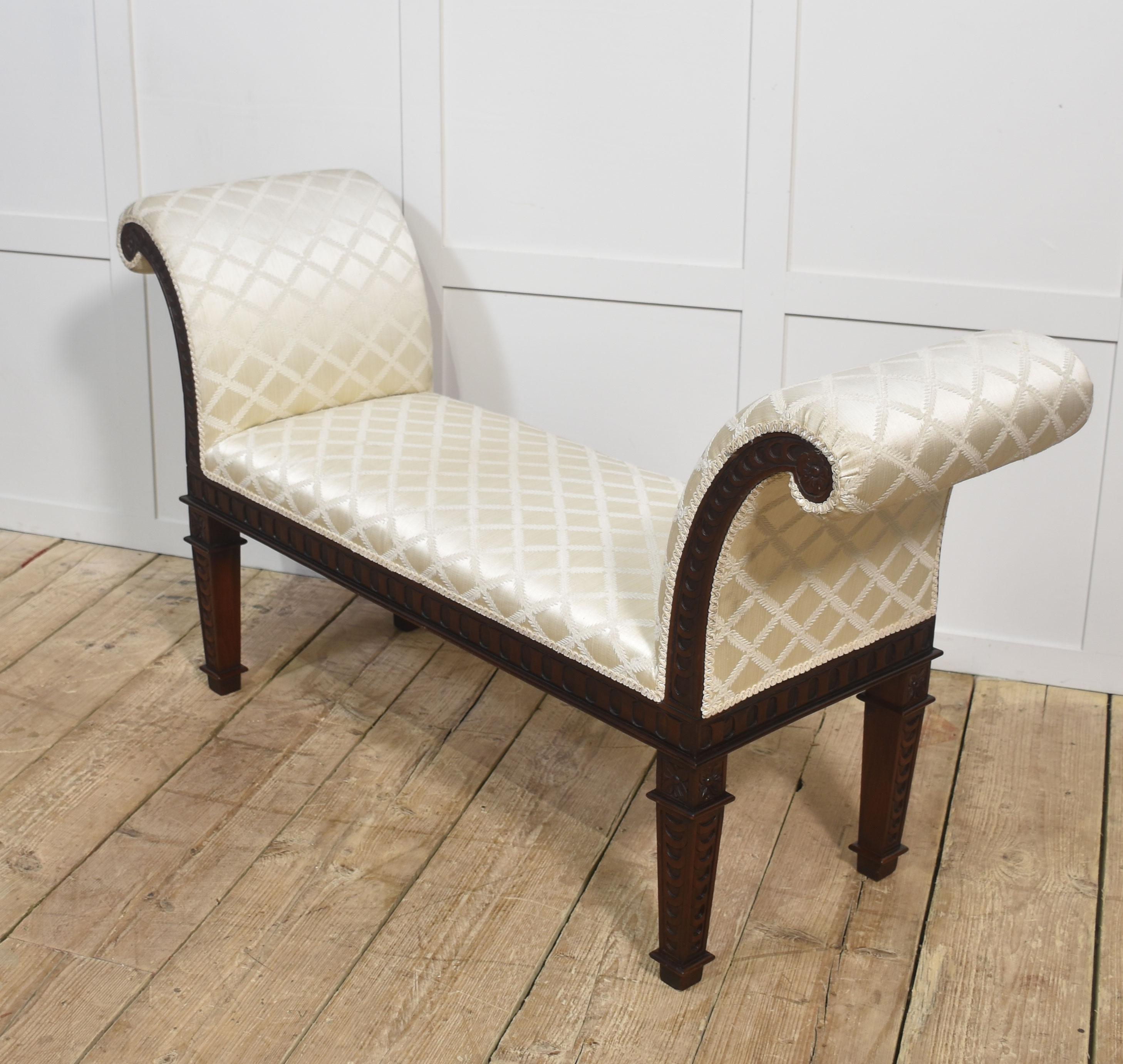 Carved Mahogany Window Seat For Sale 4