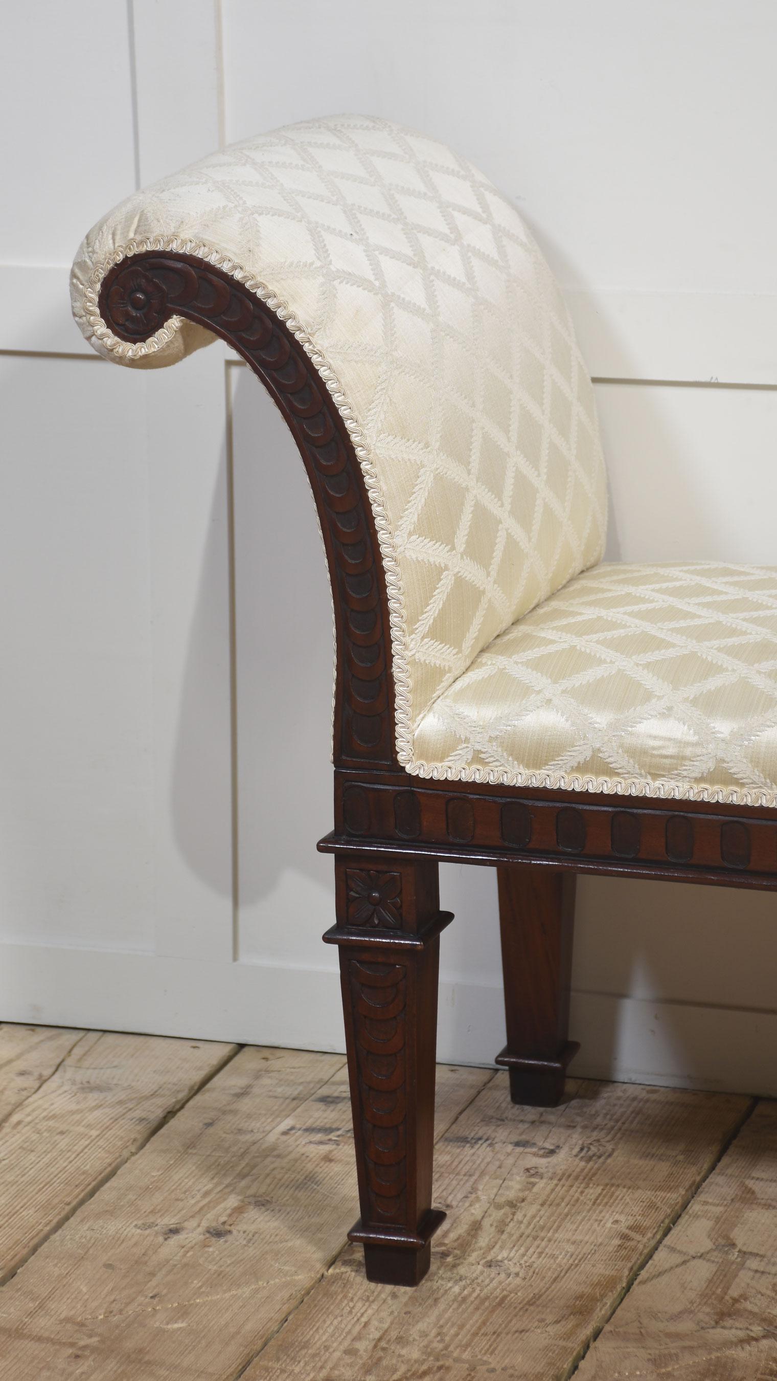 British Carved Mahogany Window Seat For Sale