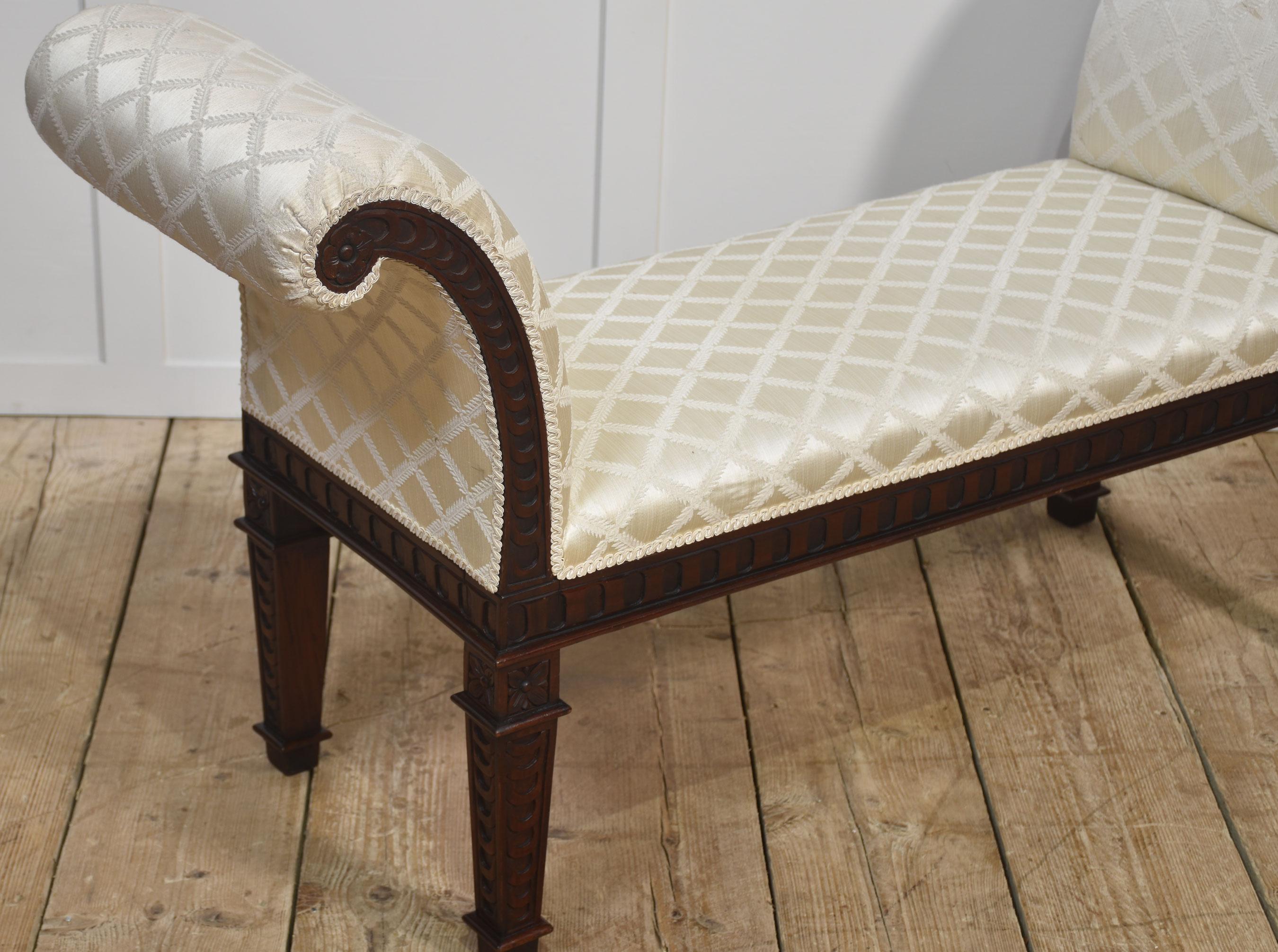 Wood Carved Mahogany Window Seat For Sale