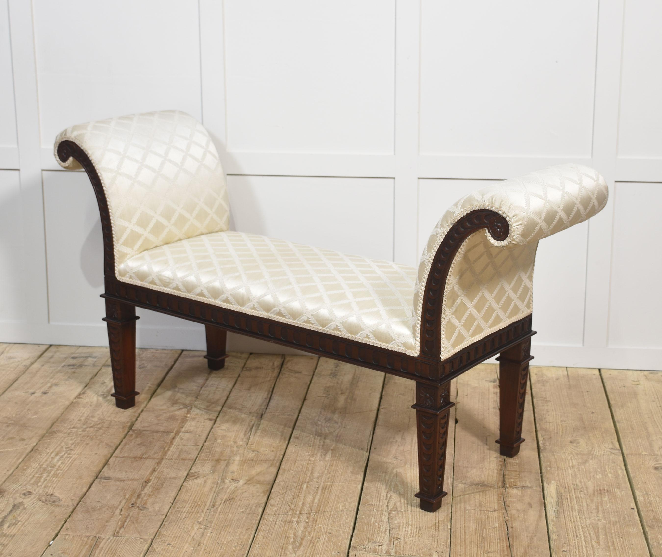 Carved Mahogany Window Seat For Sale 2