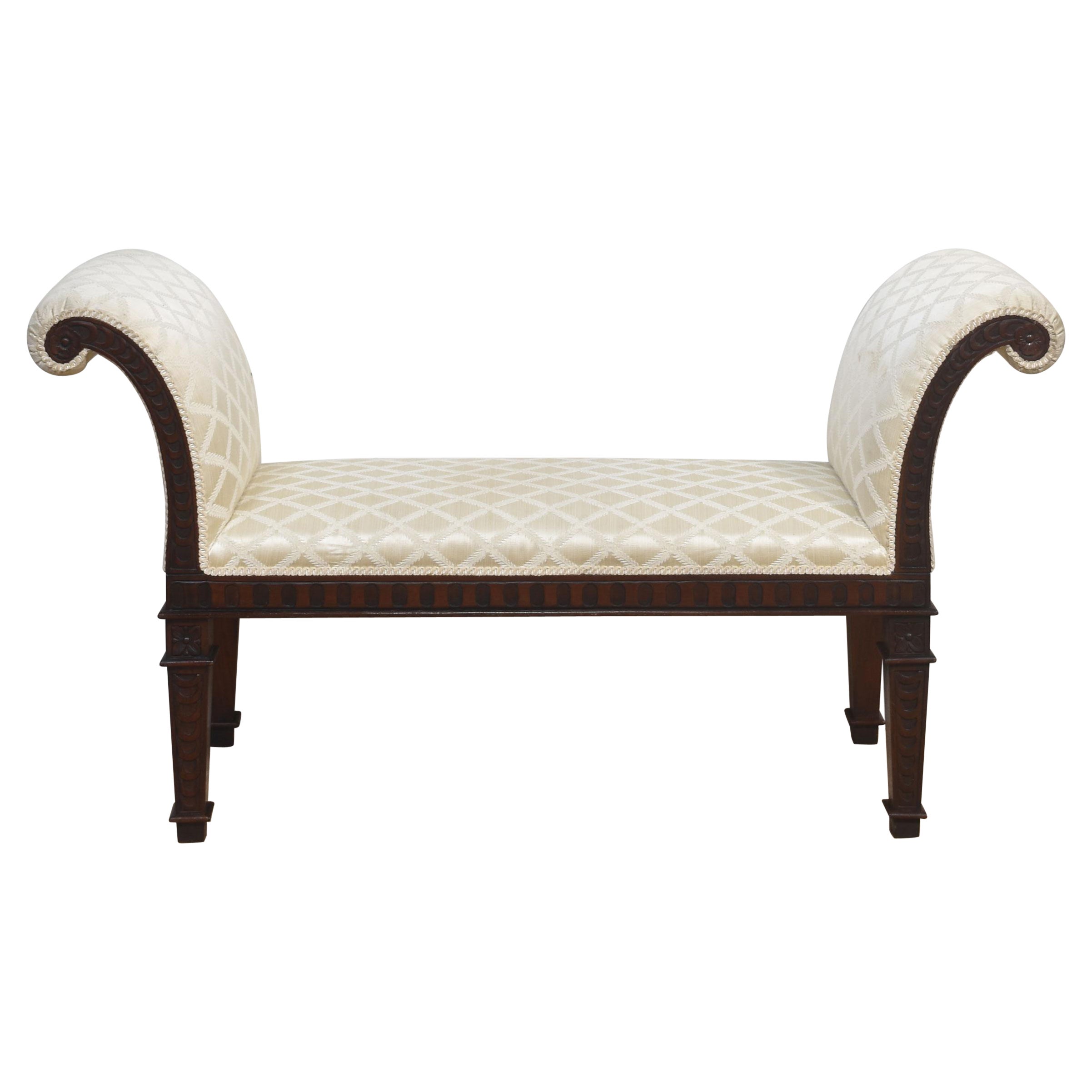 Carved Mahogany Window Seat For Sale