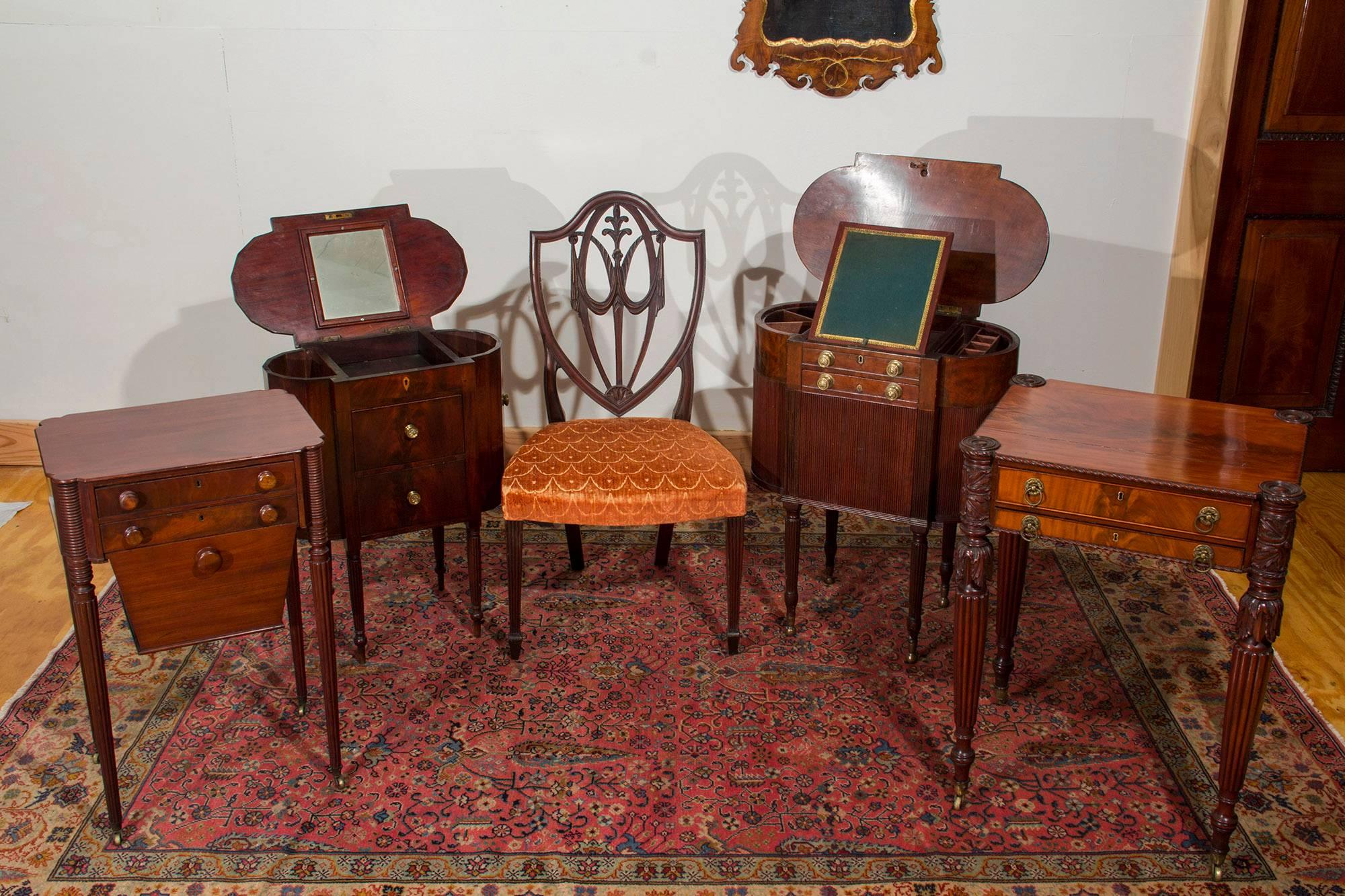 Carved Mahogany Work Table, McIntyre School Salem, circa 1810-1820 For Sale 2