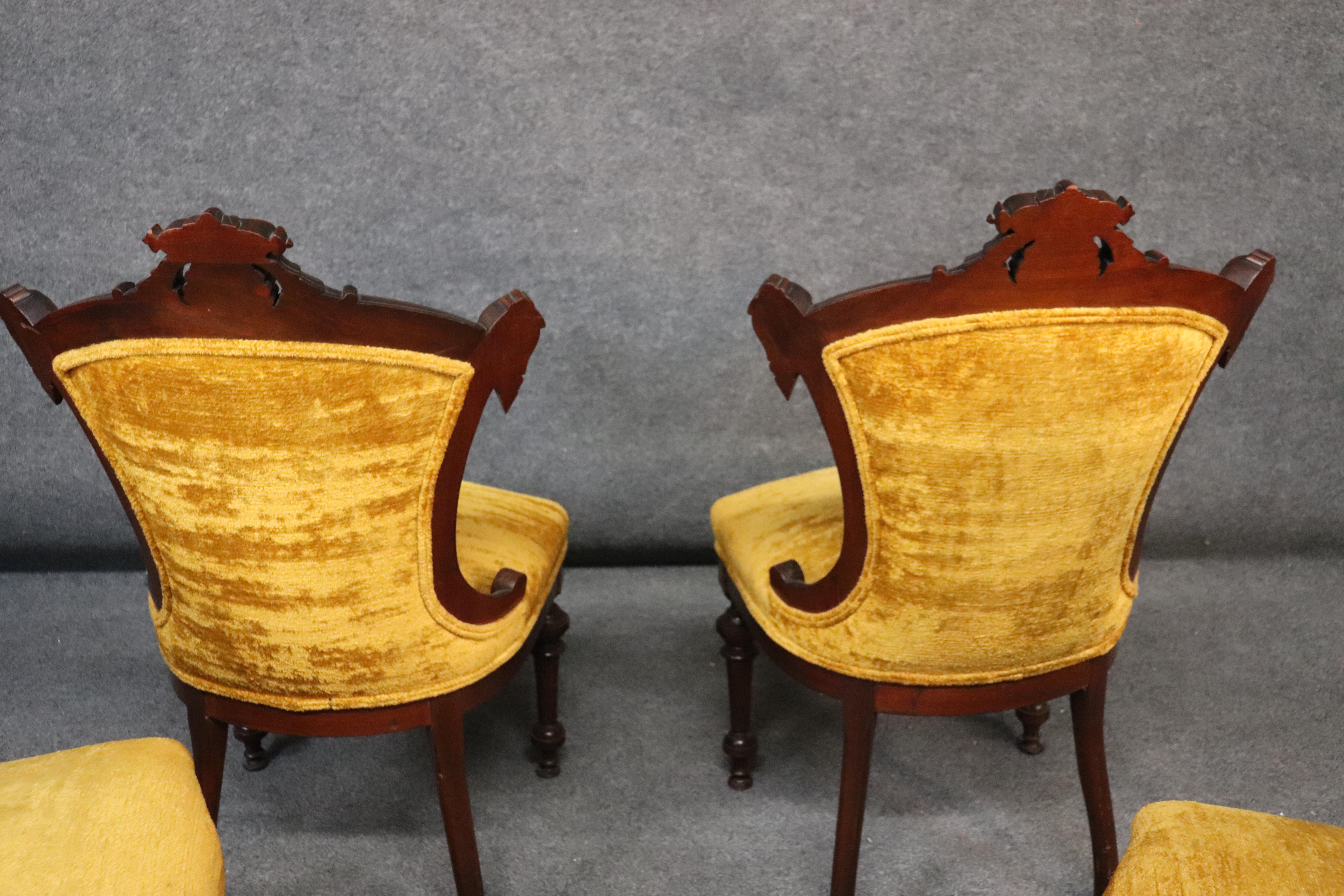 Carved Maiden Walnut John Jelliff Renaissance Revival Victorian 7 PC Parlor Set 3