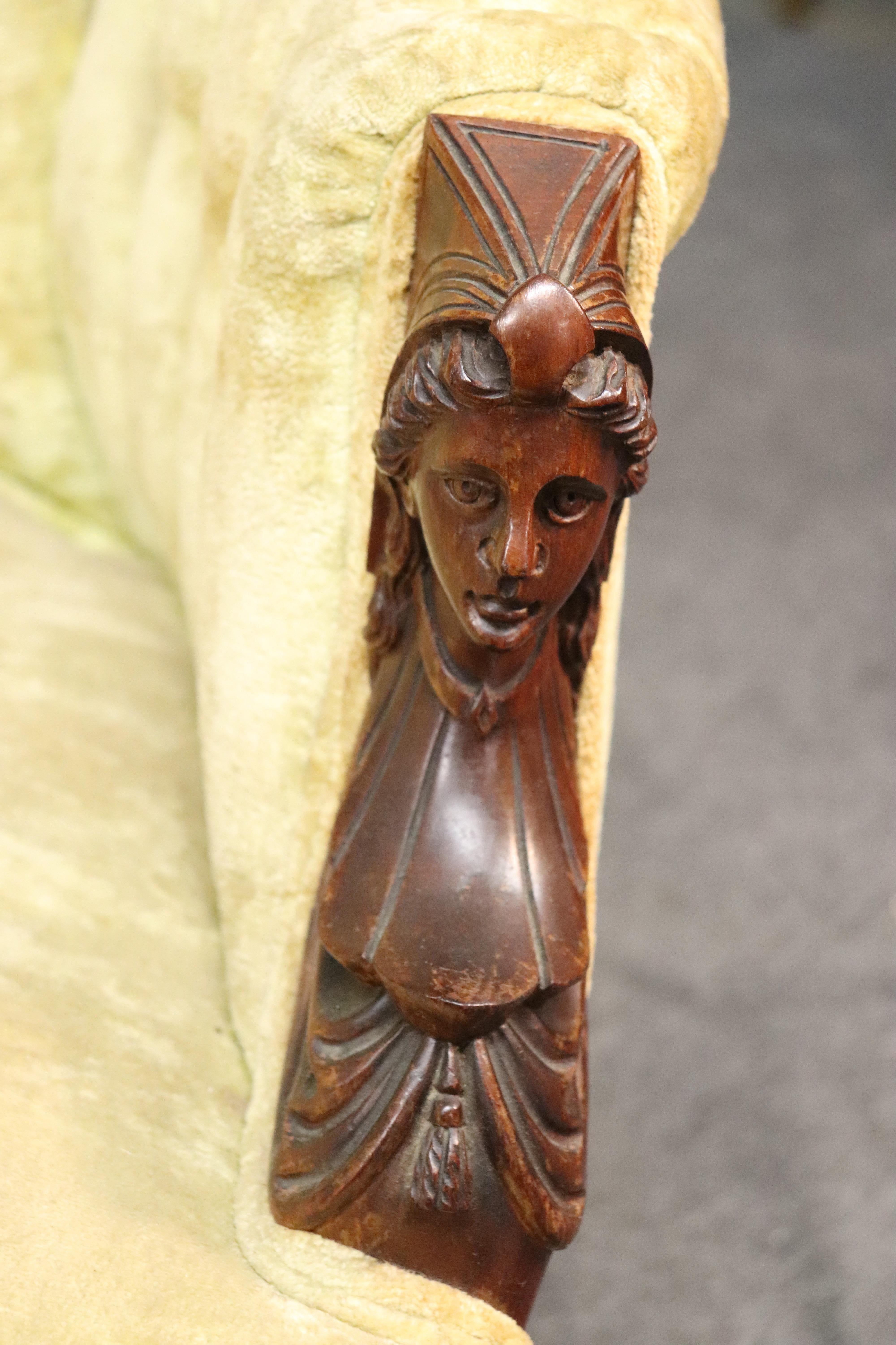 Carved Maiden Walnut John Jelliff Renaissance Revival Victorian 7 PC Parlor Set 7
