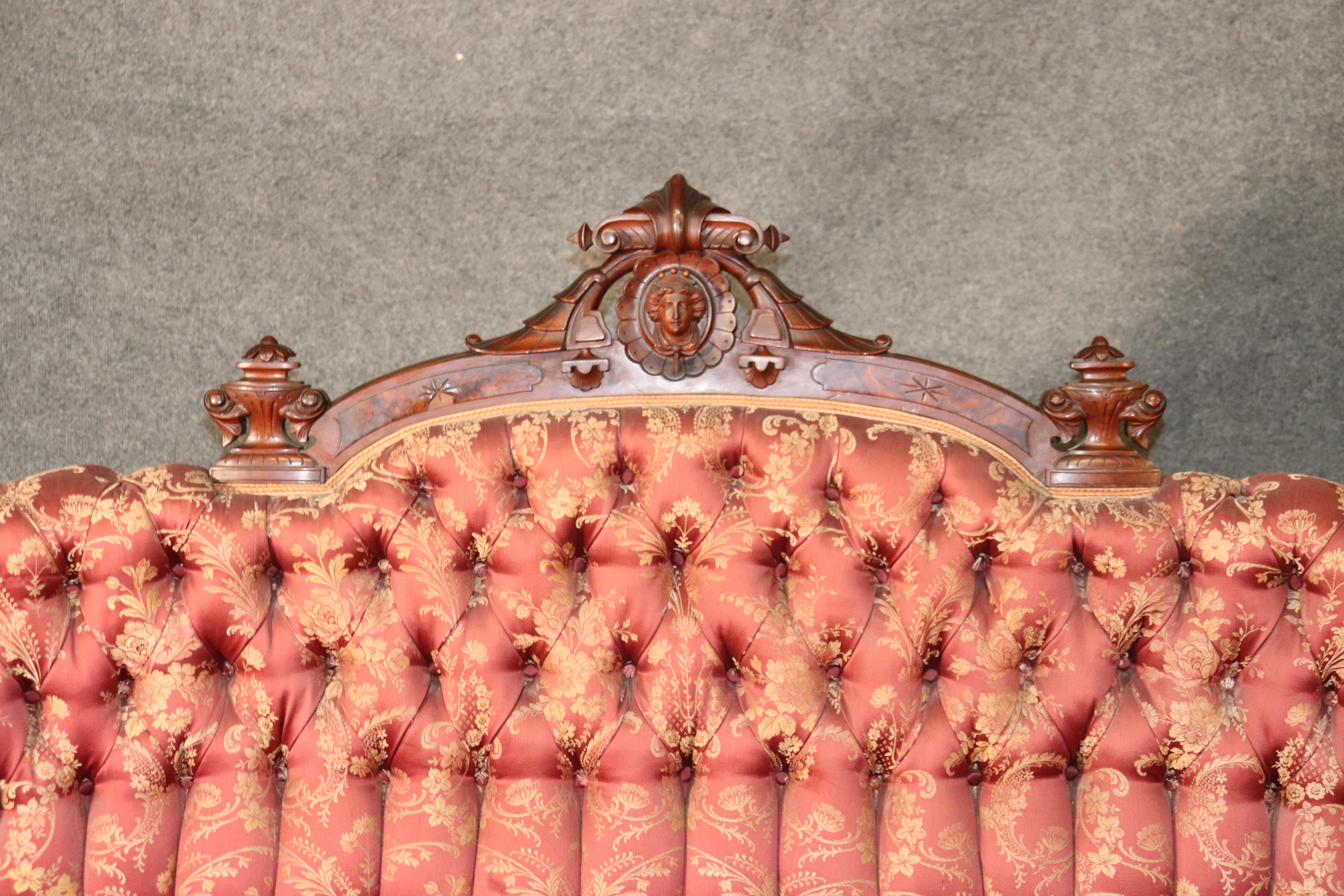 Carved Maiden Walnut John Jelliff Renaissance Revival Victorian 7 PC Parlor Set 12