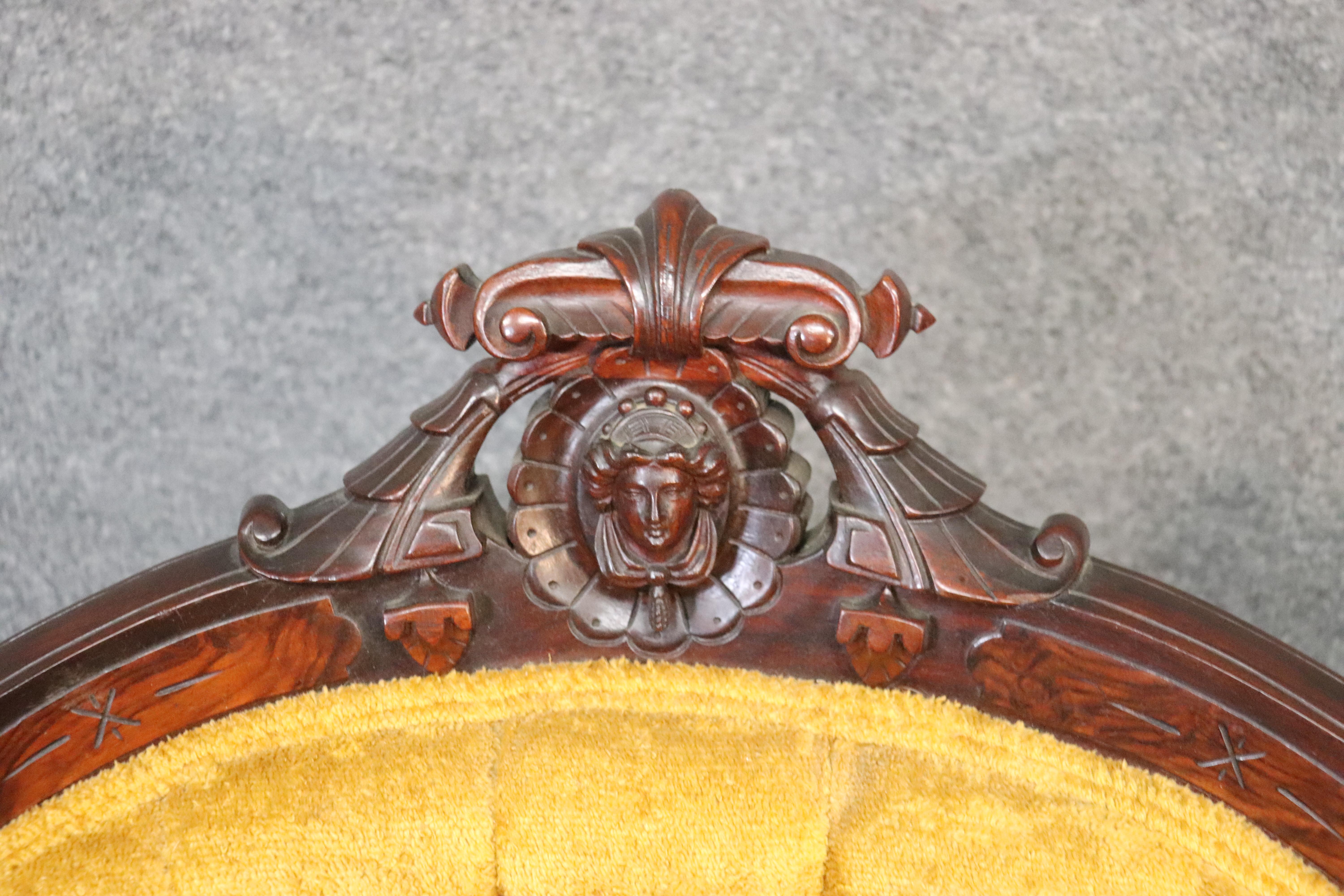 American Carved Maiden Walnut John Jelliff Renaissance Revival Victorian 7 PC Parlor Set