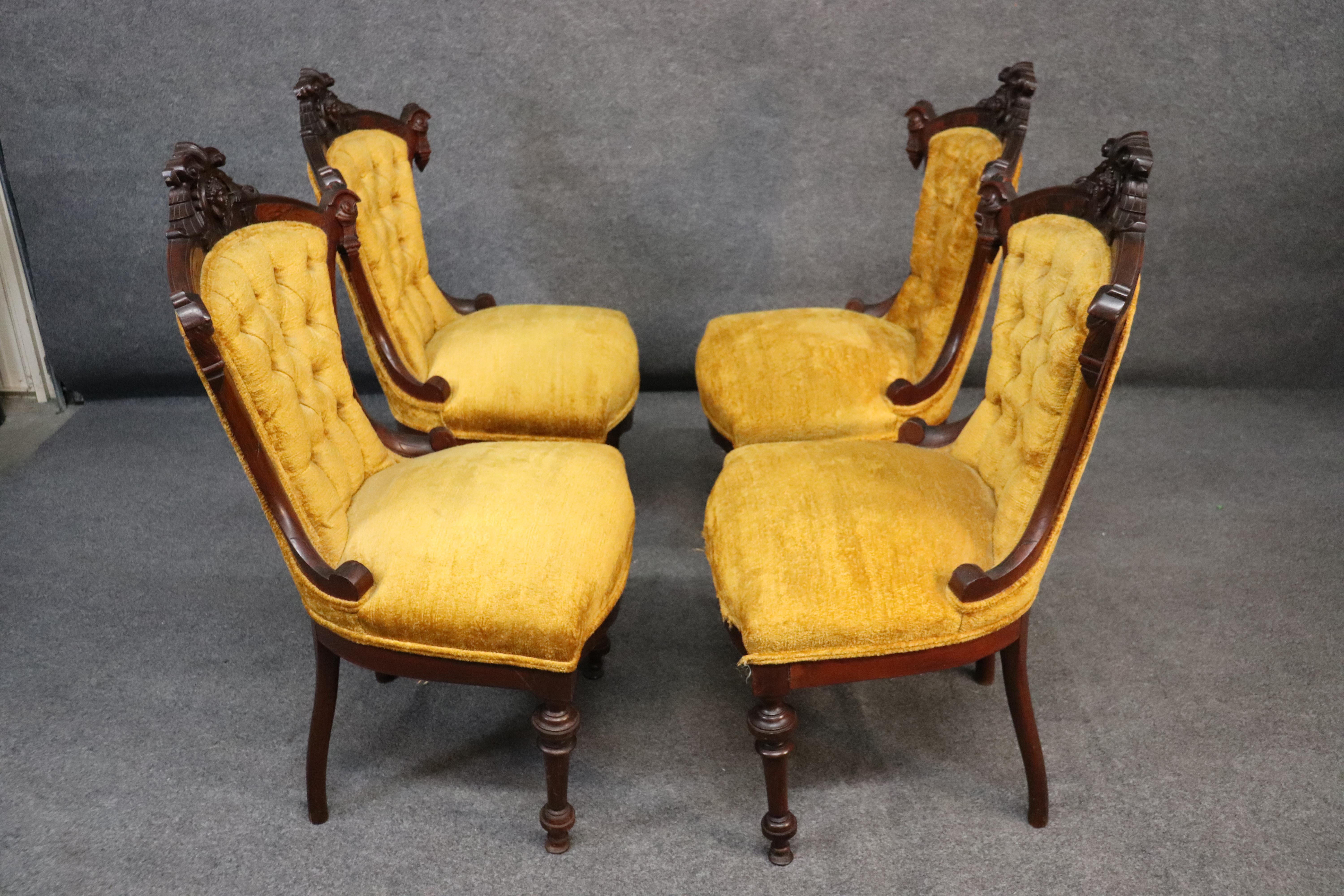 Carved Maiden Walnut John Jelliff Renaissance Revival Victorian 7 PC Parlor Set 1
