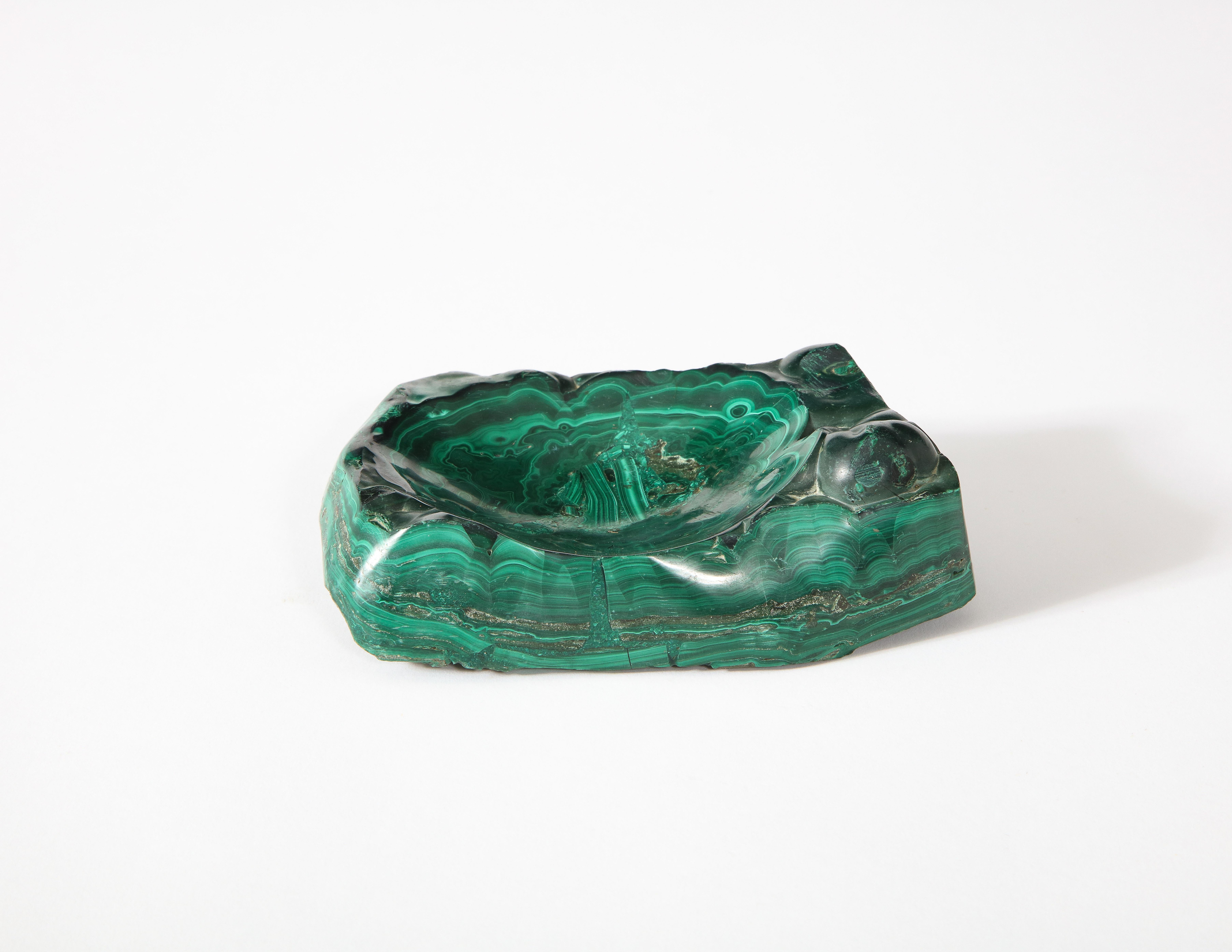 French Carved Malachite Dish, France, 1960's