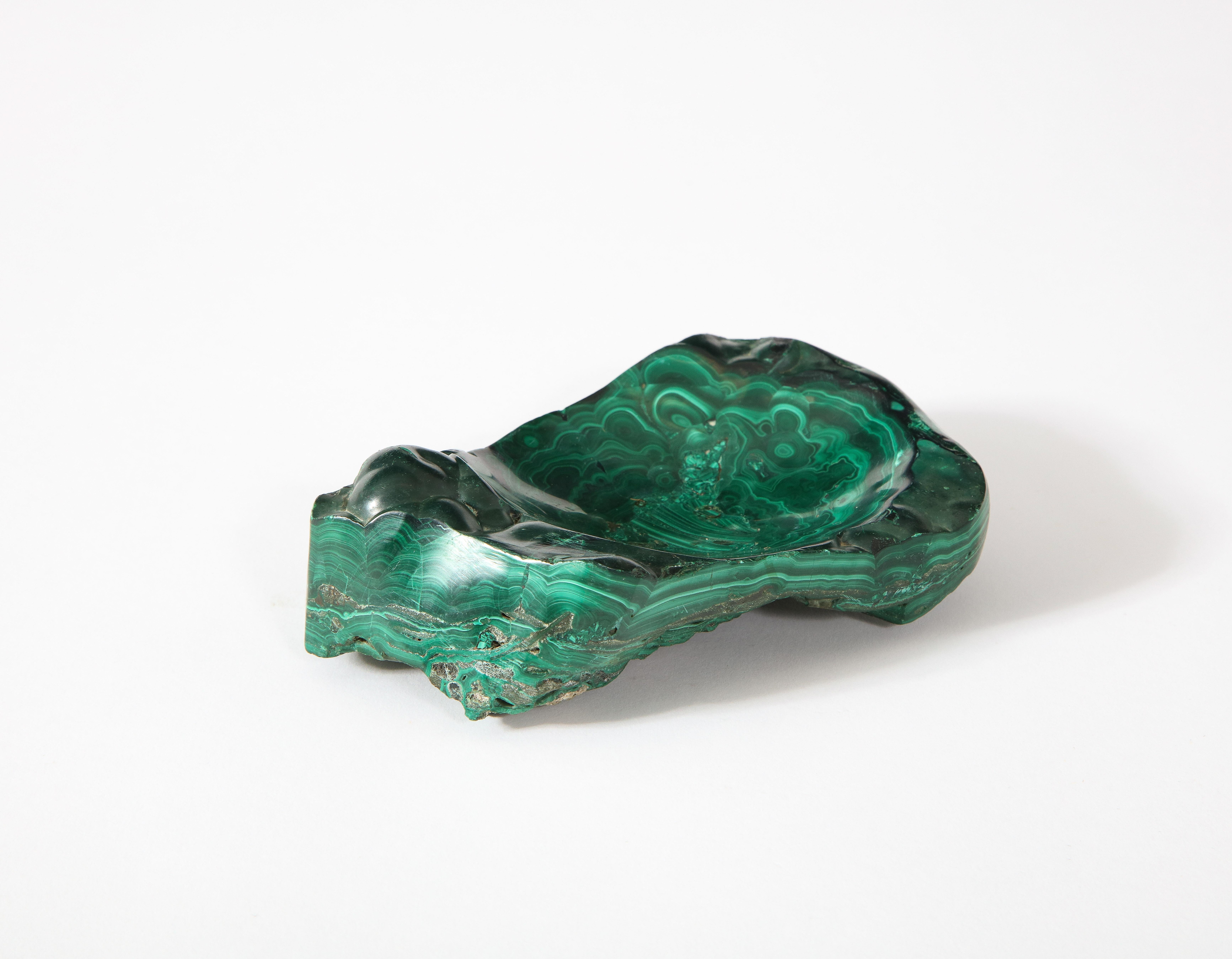 Carved Malachite Dish, France, 1960's In Good Condition In New York, NY