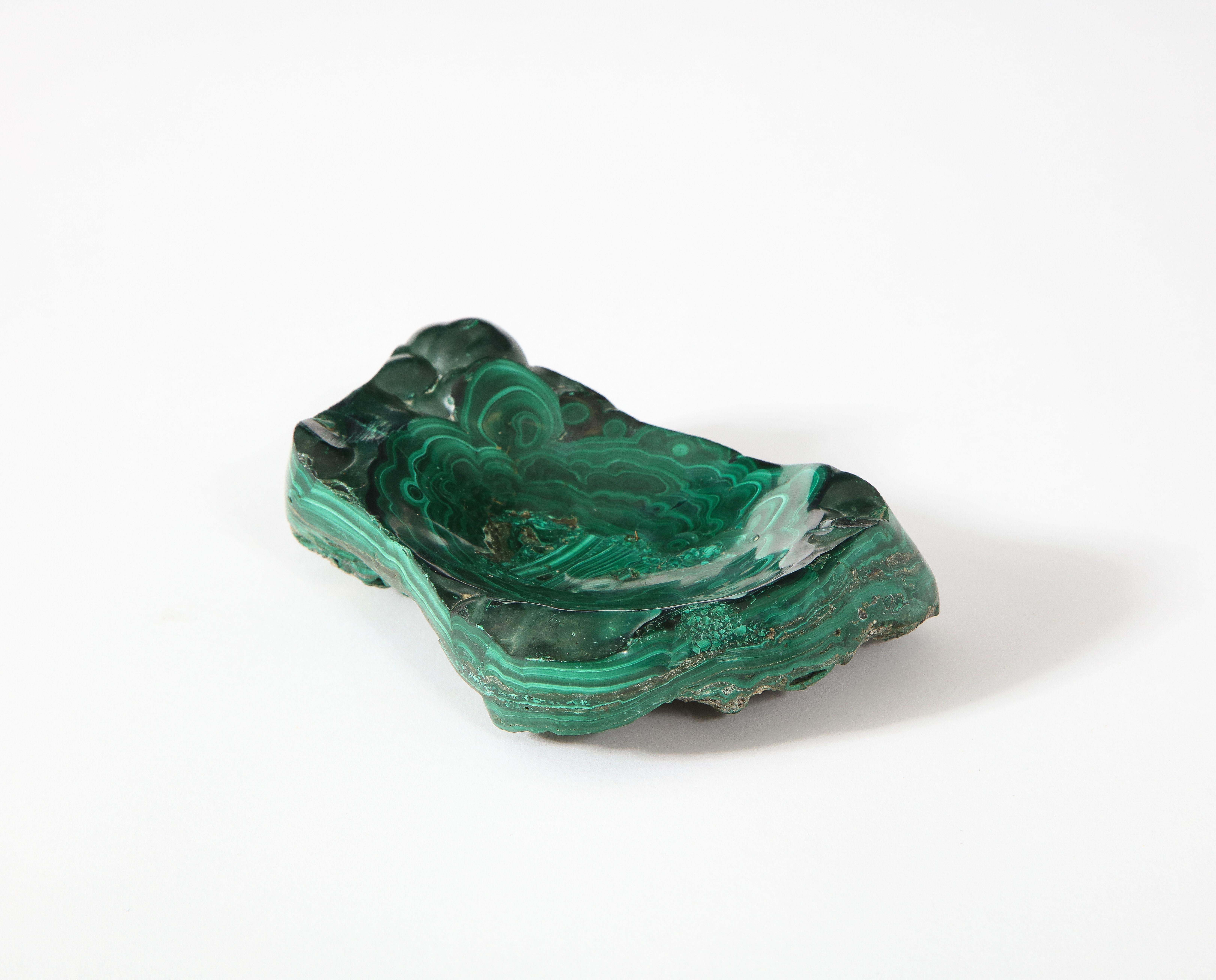 20th Century Carved Malachite Dish, France, 1960's