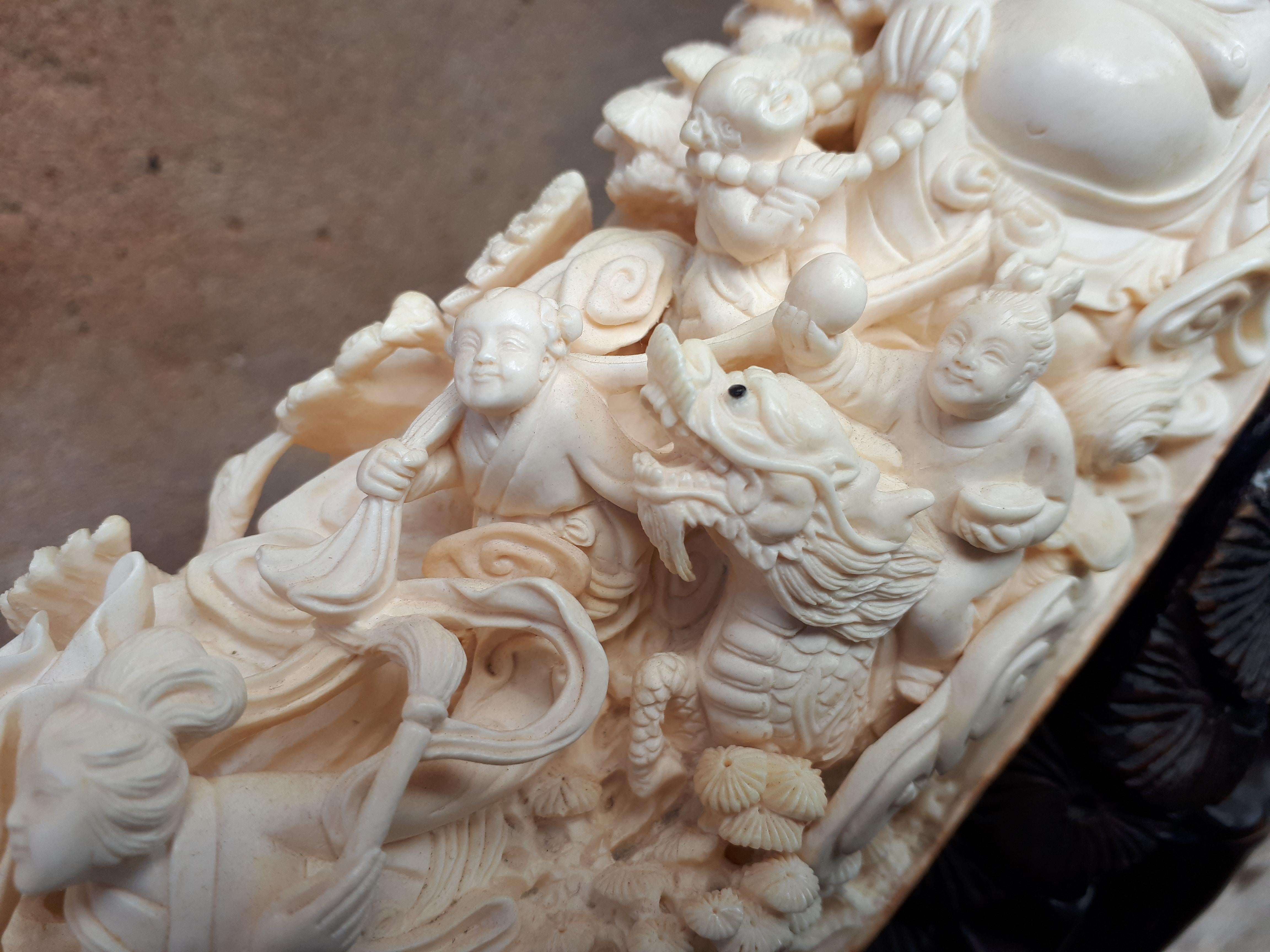 Carved Mammoth Ivory Tusk, Chinese Crafts 3