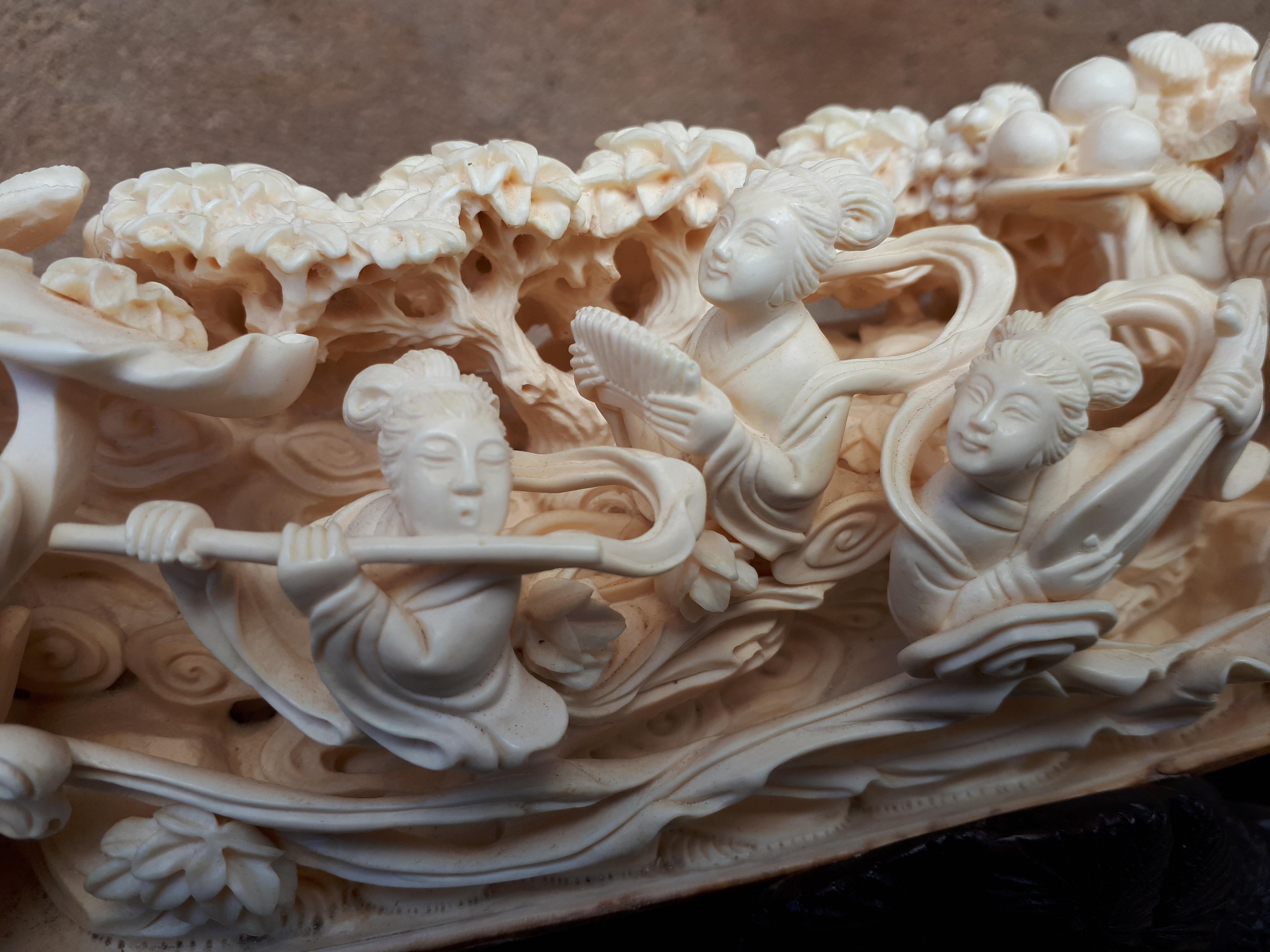 Carved Mammoth Ivory Tusk, Chinese Crafts 1