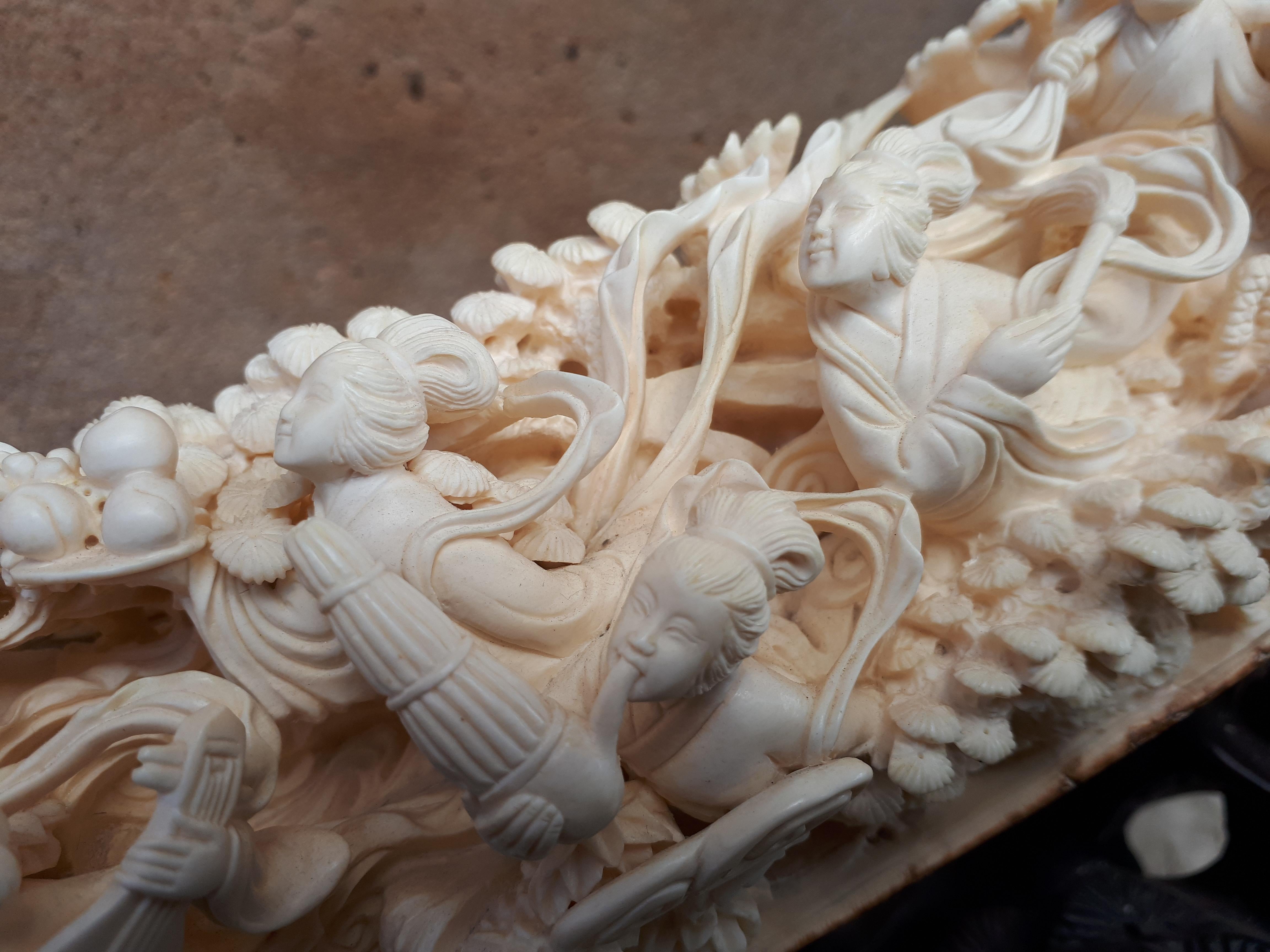 Carved Mammoth Ivory Tusk, Chinese Crafts 2