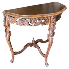 Antique Carved Maple Queen Anne Victorian Console Table, circa 1880