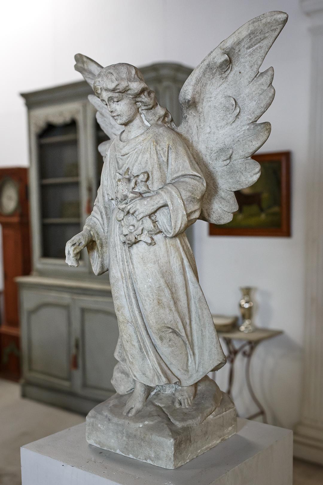 Carved Marble Angel with Outstretched Wings 9