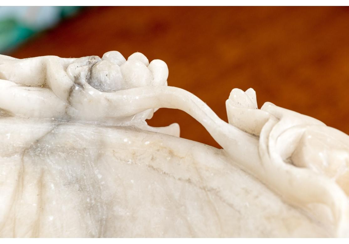 Carved Marble Compote With Dolphin Support For Sale 4