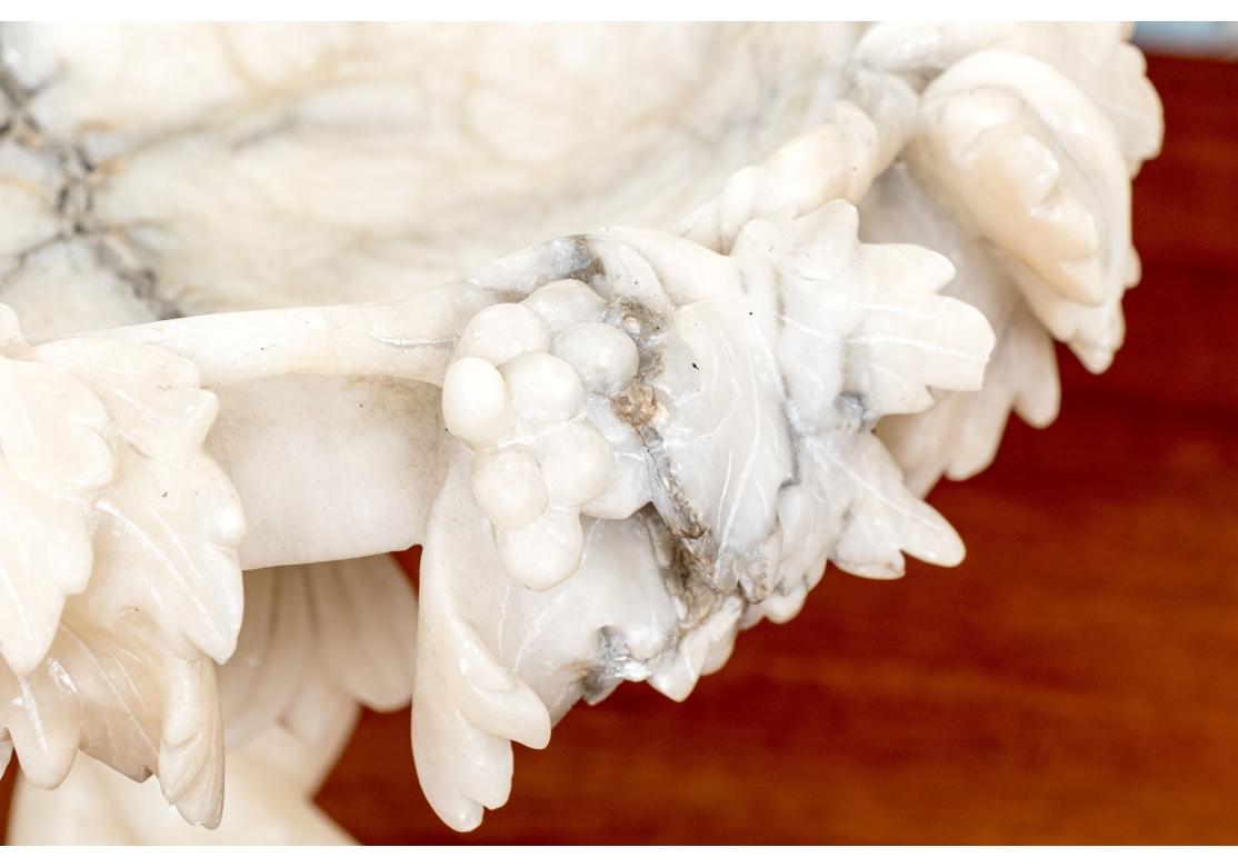 Carved Marble Compote With Dolphin Support For Sale 6