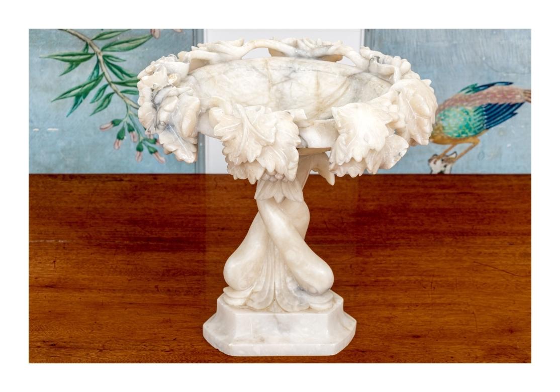 Carved Marble Compote With Dolphin Support For Sale 9
