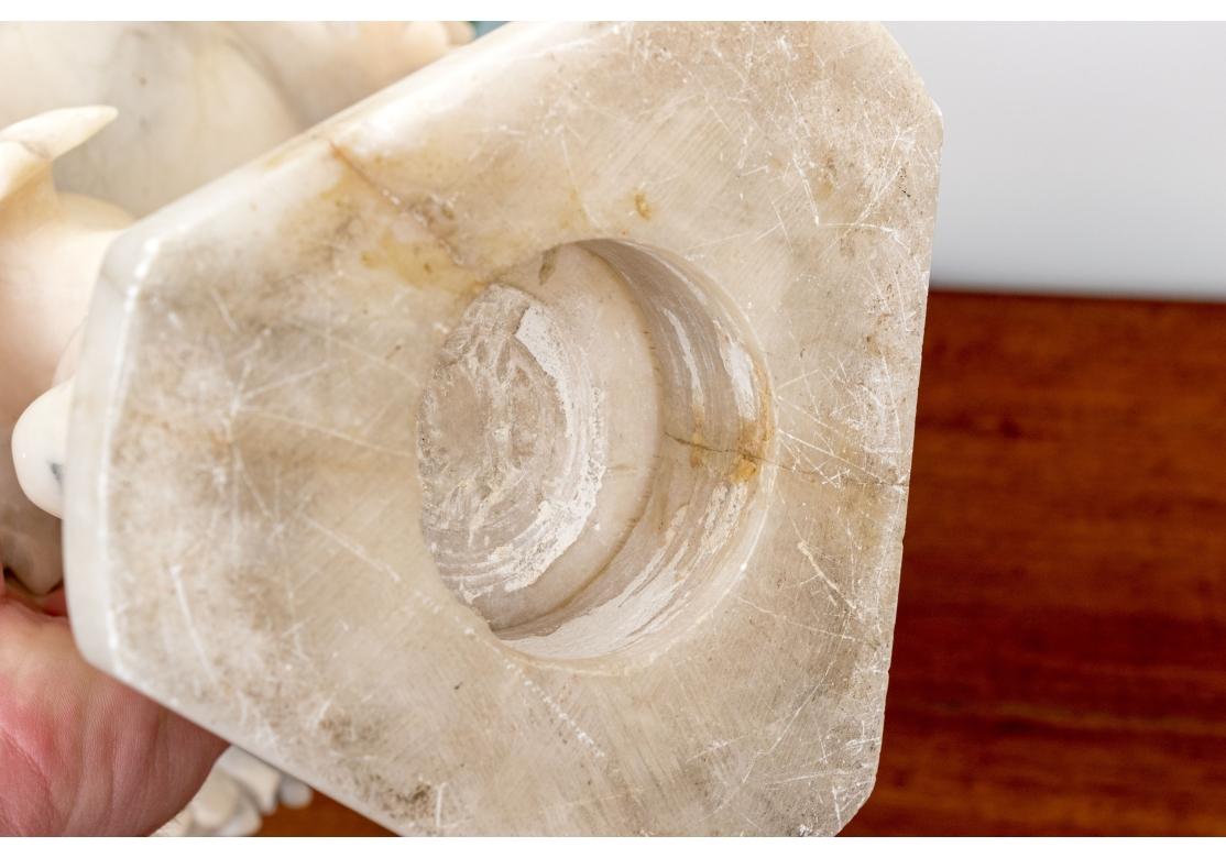 Carved Marble Compote With Dolphin Support For Sale 1