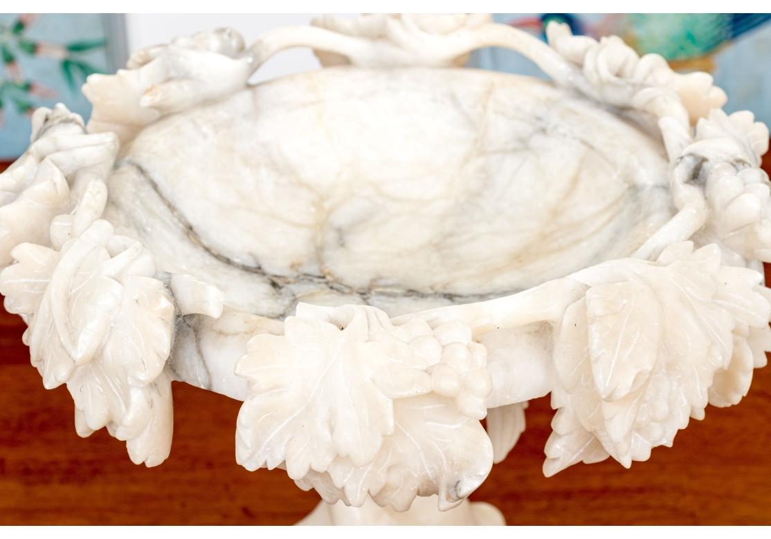 Carved Marble Compote With Dolphin Support For Sale 2
