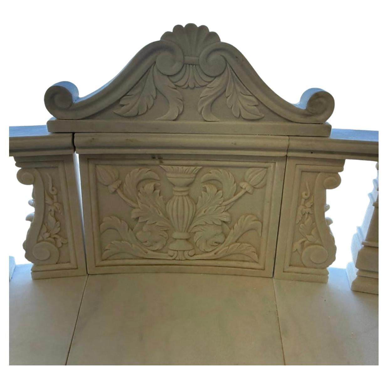 Carved Marble European Style Figurative Bench In New Condition For Sale In Southall, GB