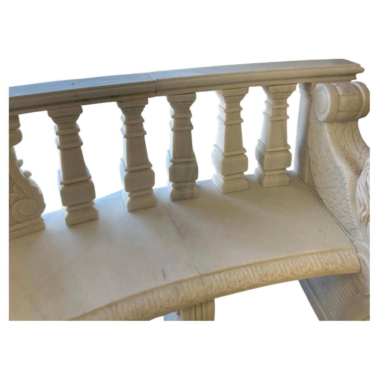 Carved Marble European Style Figurative Bench For Sale 1