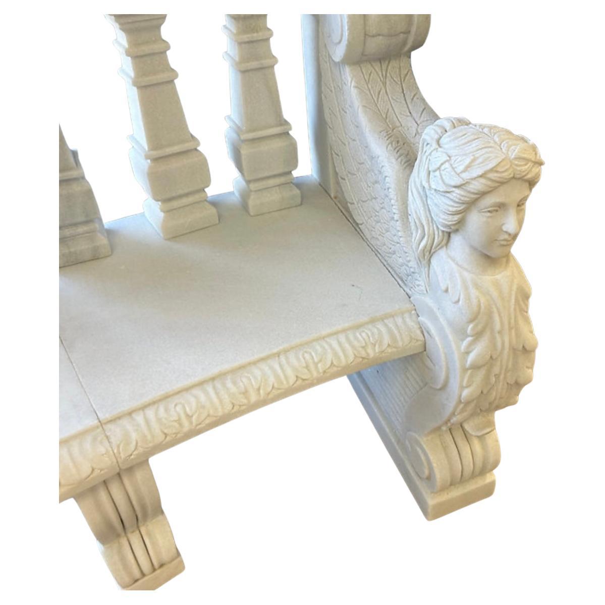Carved Marble European Style Figurative Bench For Sale 2