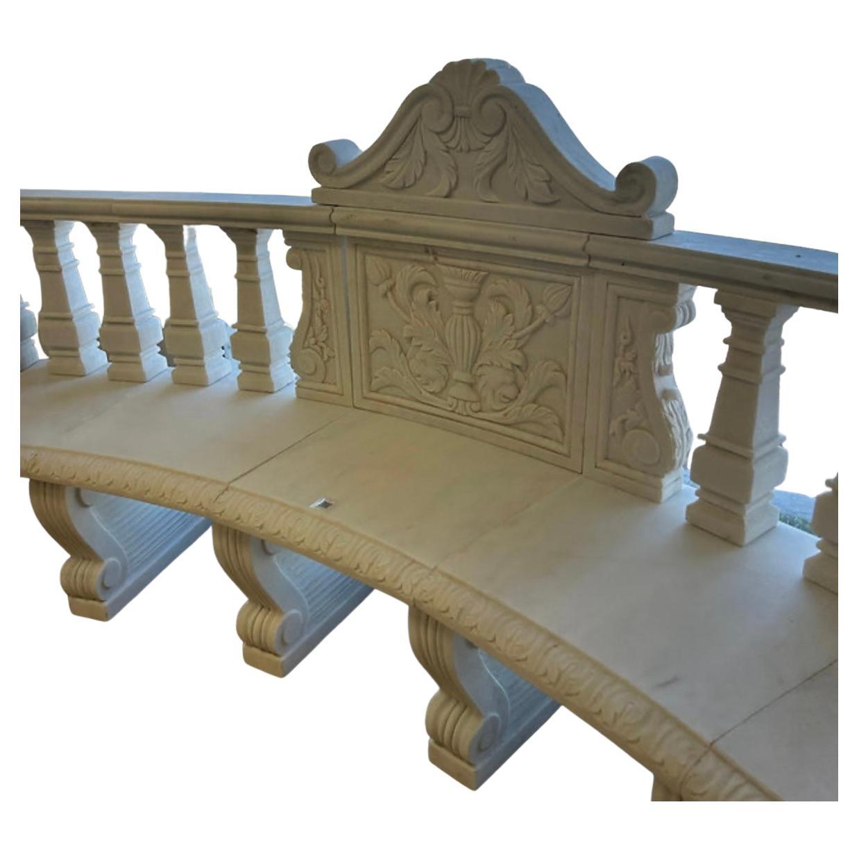 Carved Marble European Style Figurative Bench For Sale 4