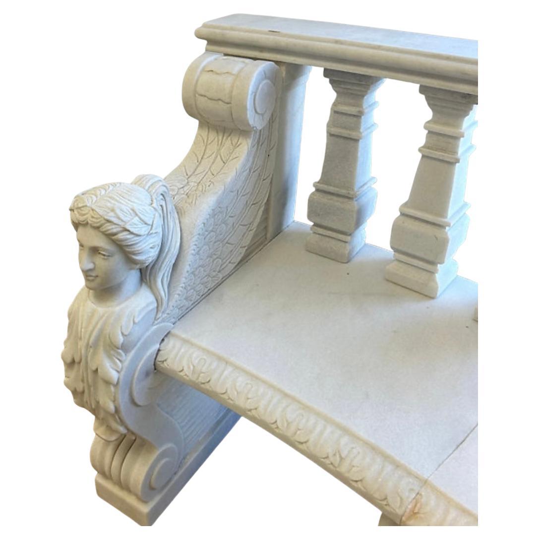 Carved Marble European Style Figurative Bench For Sale 5